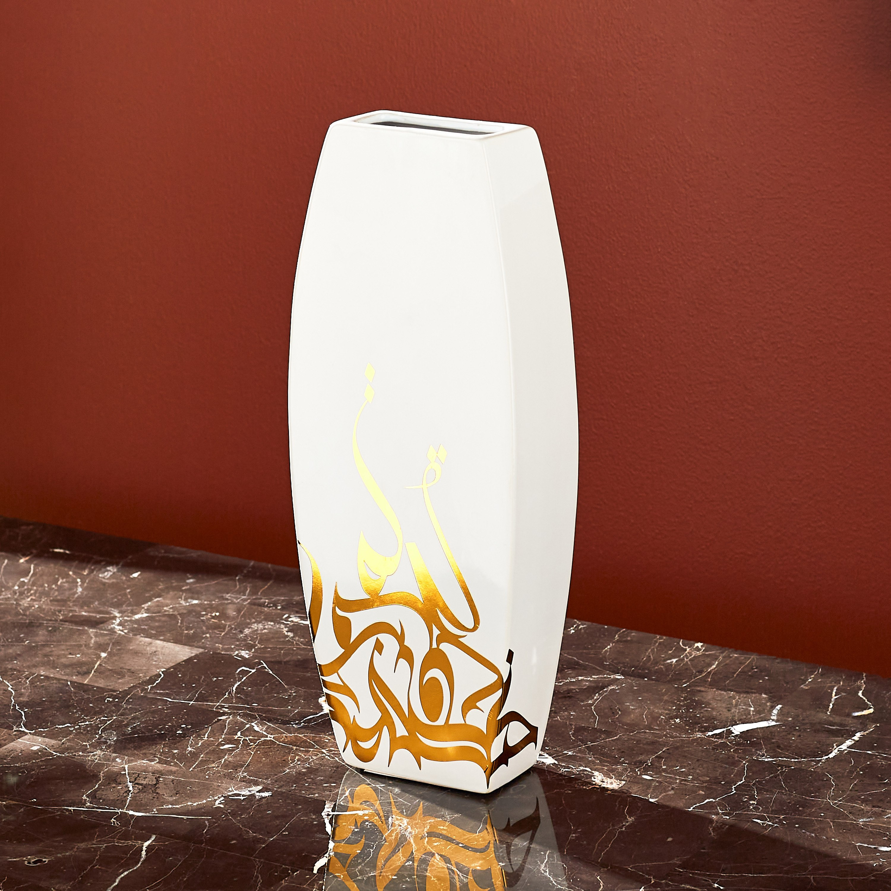 مزهرية سيراميك مع ملصق من شاز - 13x6.5x33 سم-hbxhomeware-hbxdecorandfurnishings-image-2