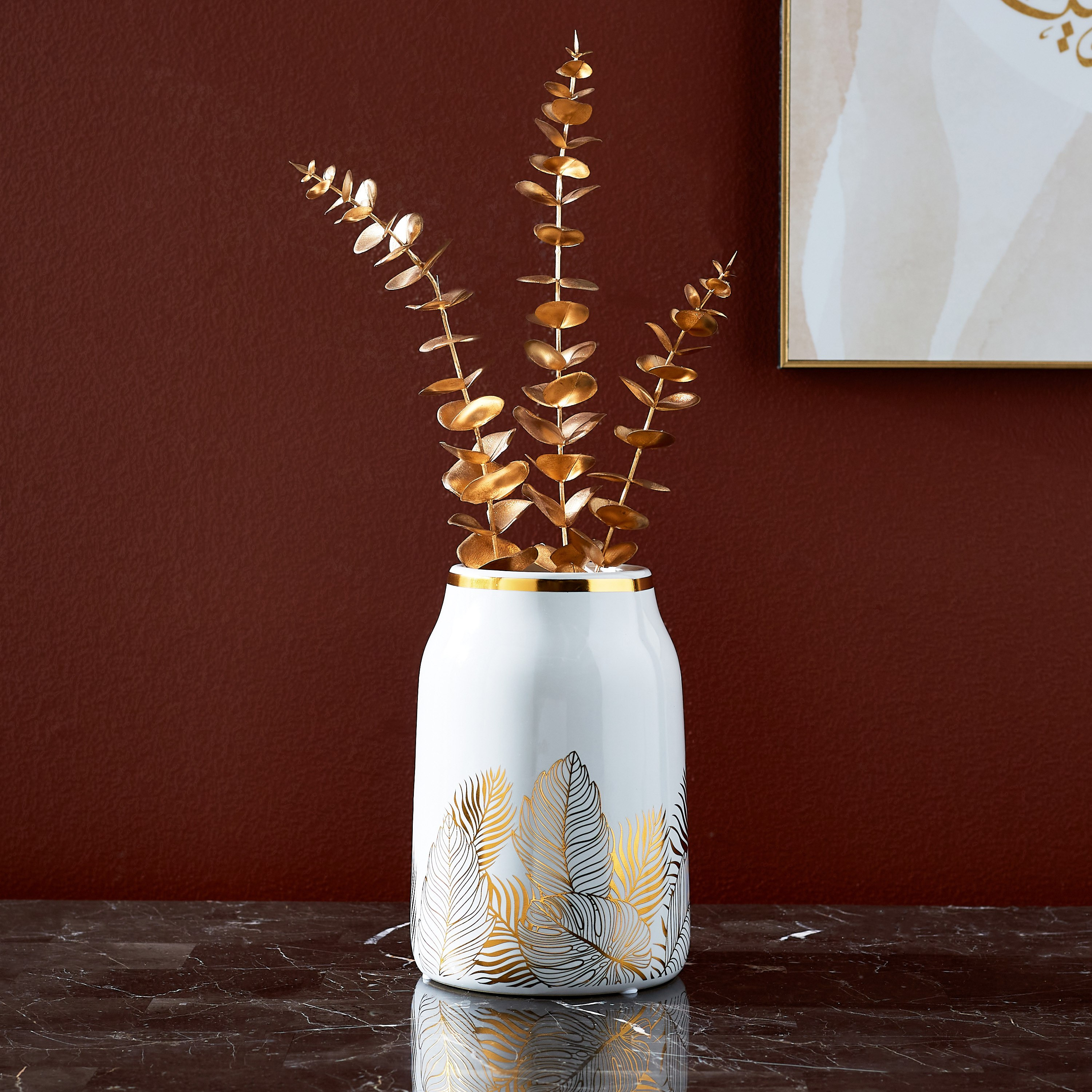 مزهرية سيراميك مع ملصق من شاز - 13.5x13.5x20 سم-hbxhomeware-hbxdecorandfurnishings-image-1
