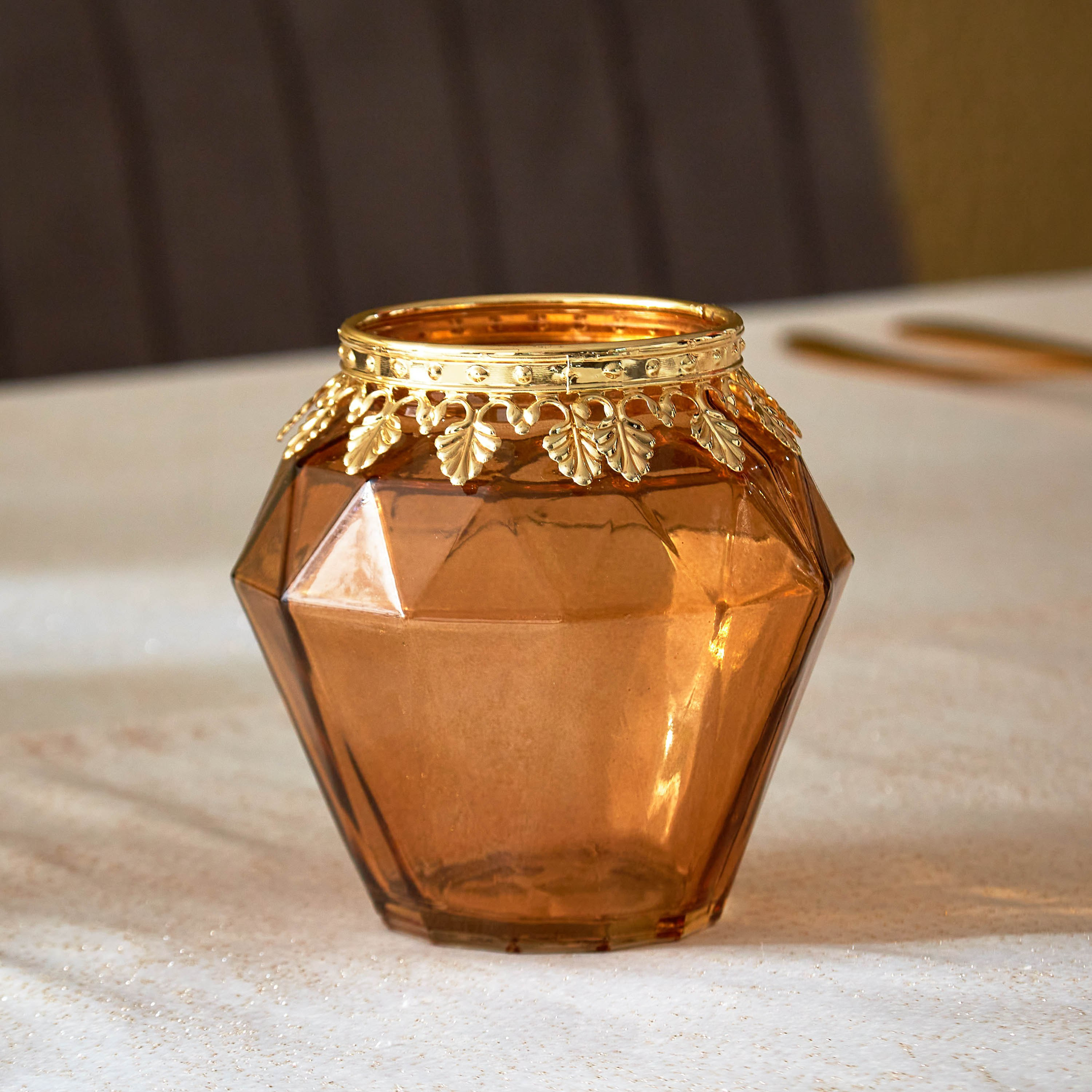 حامل شموع صغيرة بزينة معدنية من بيرج - 9.5x10 سم-hbxlivingroom-decorandaccessories-candleholders-image-2