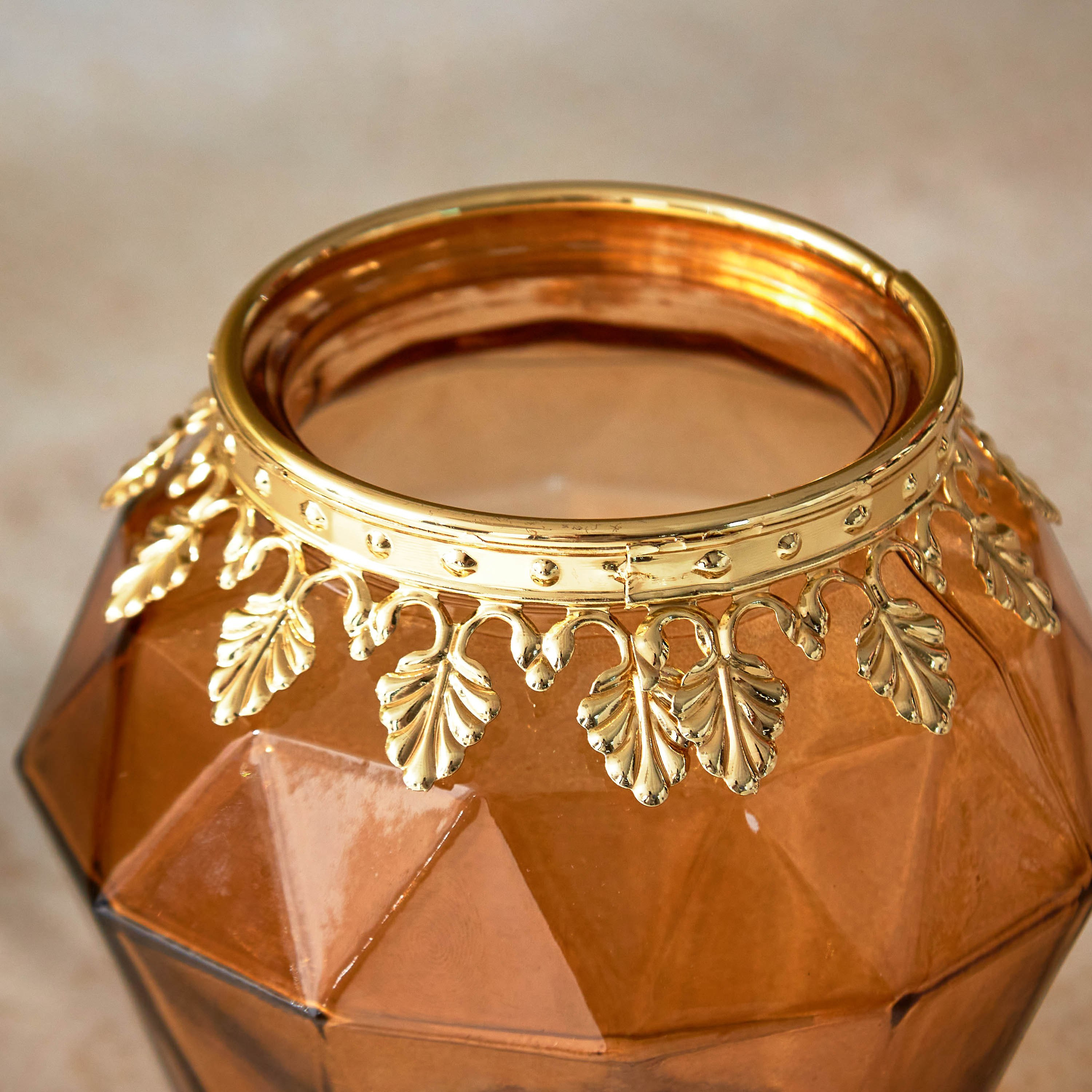 حامل شموع صغيرة بزينة معدنية من بيرج - 9.5x10 سم-hbxlivingroom-decorandaccessories-candleholders-image-3