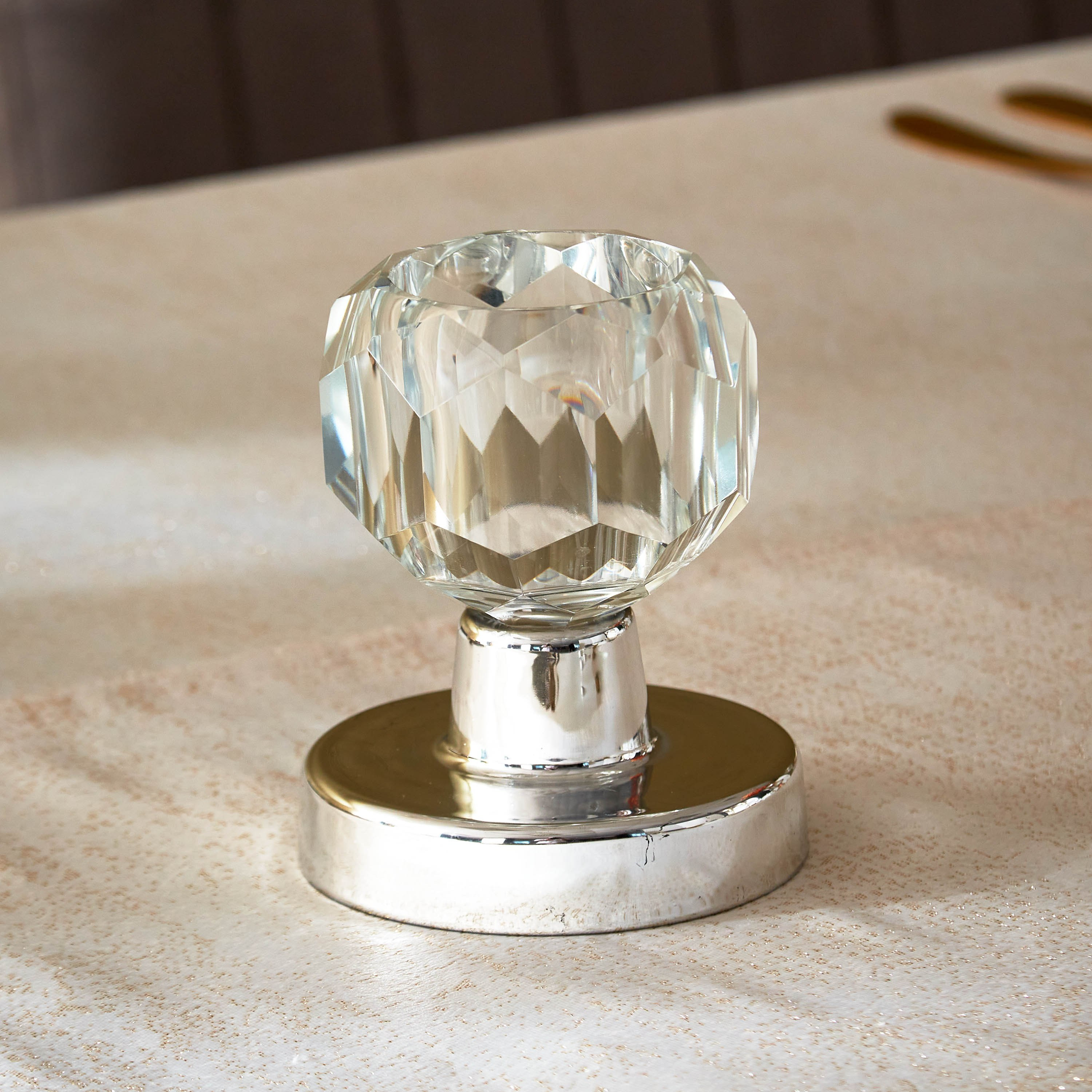 حامل شموع صغيرة كريستال شفّاف من بيرج - 9.5x11.3 سم-hbxlivingroom-decorandaccessories-candleholders-image-2