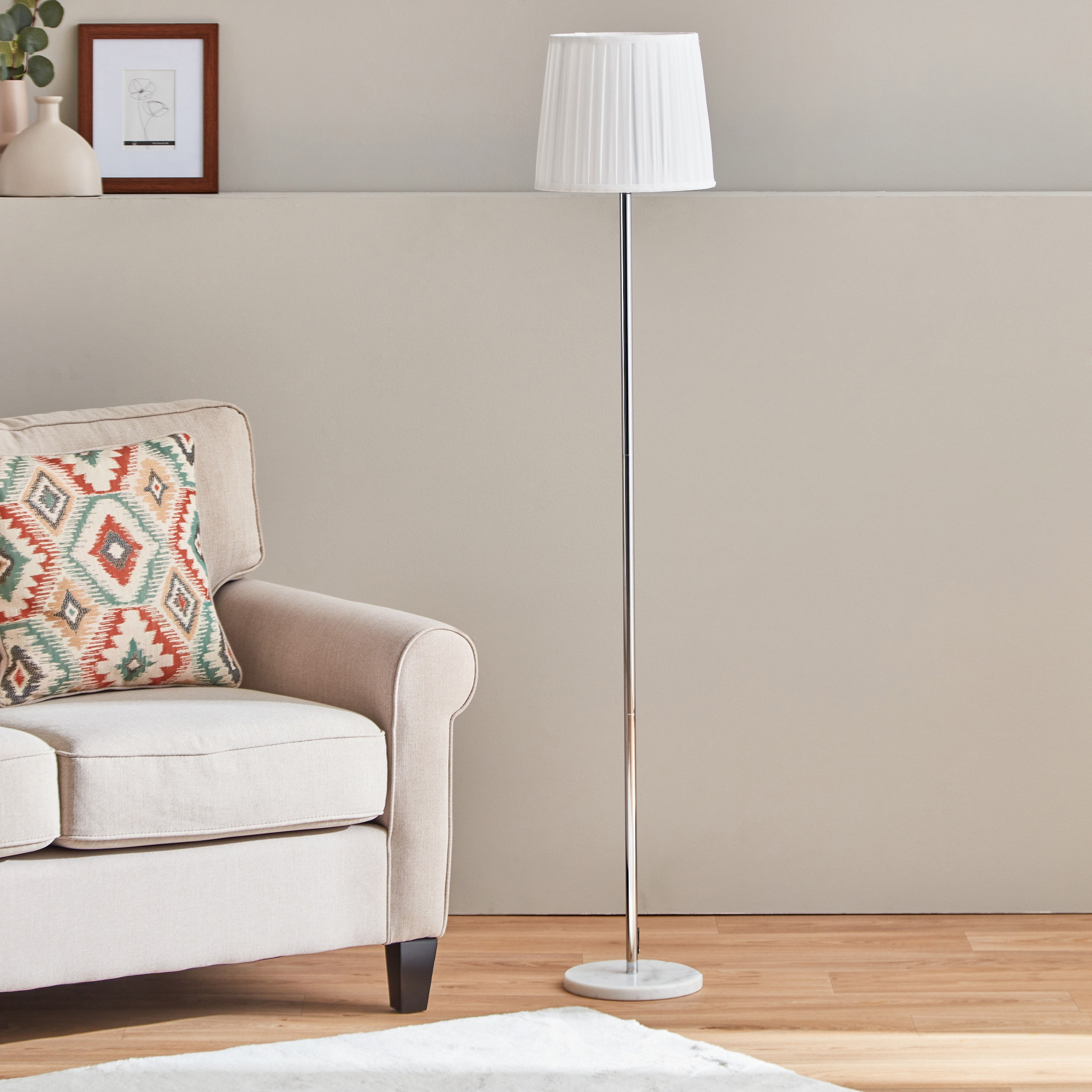 Ethan Metal Floor Lamp with Marble Base - 28x150 cm-hbxhomeware-hbxdecorandfurnishings-image-1