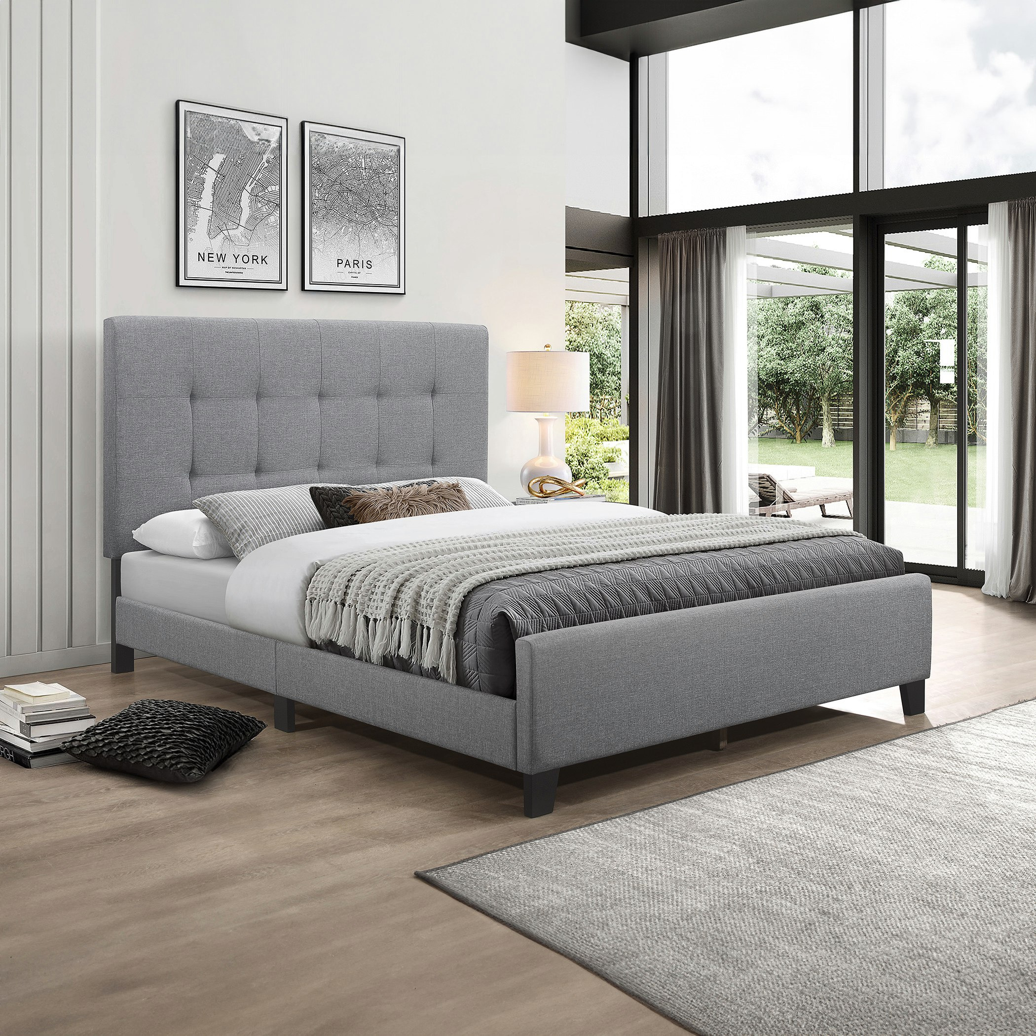 Movo Kulltorp Upholstered Queen Bed - 150x200 cm-hbxbedroom-bedsandbedsets-beds-queen-image-1