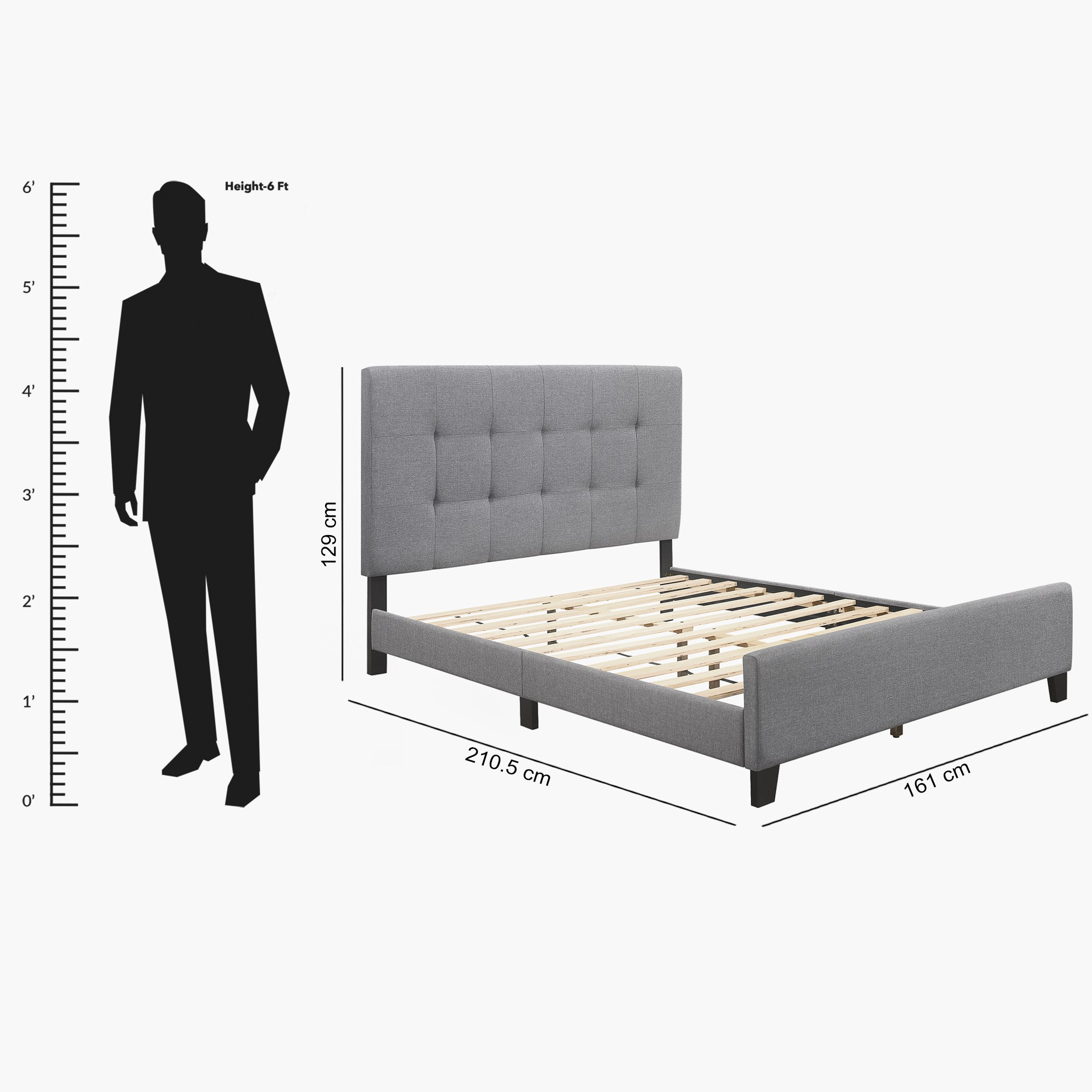 Movo Kulltorp Upholstered Queen Bed - 150x200 cm-hbxbedroom-bedsandbedsets-beds-queen-image-9