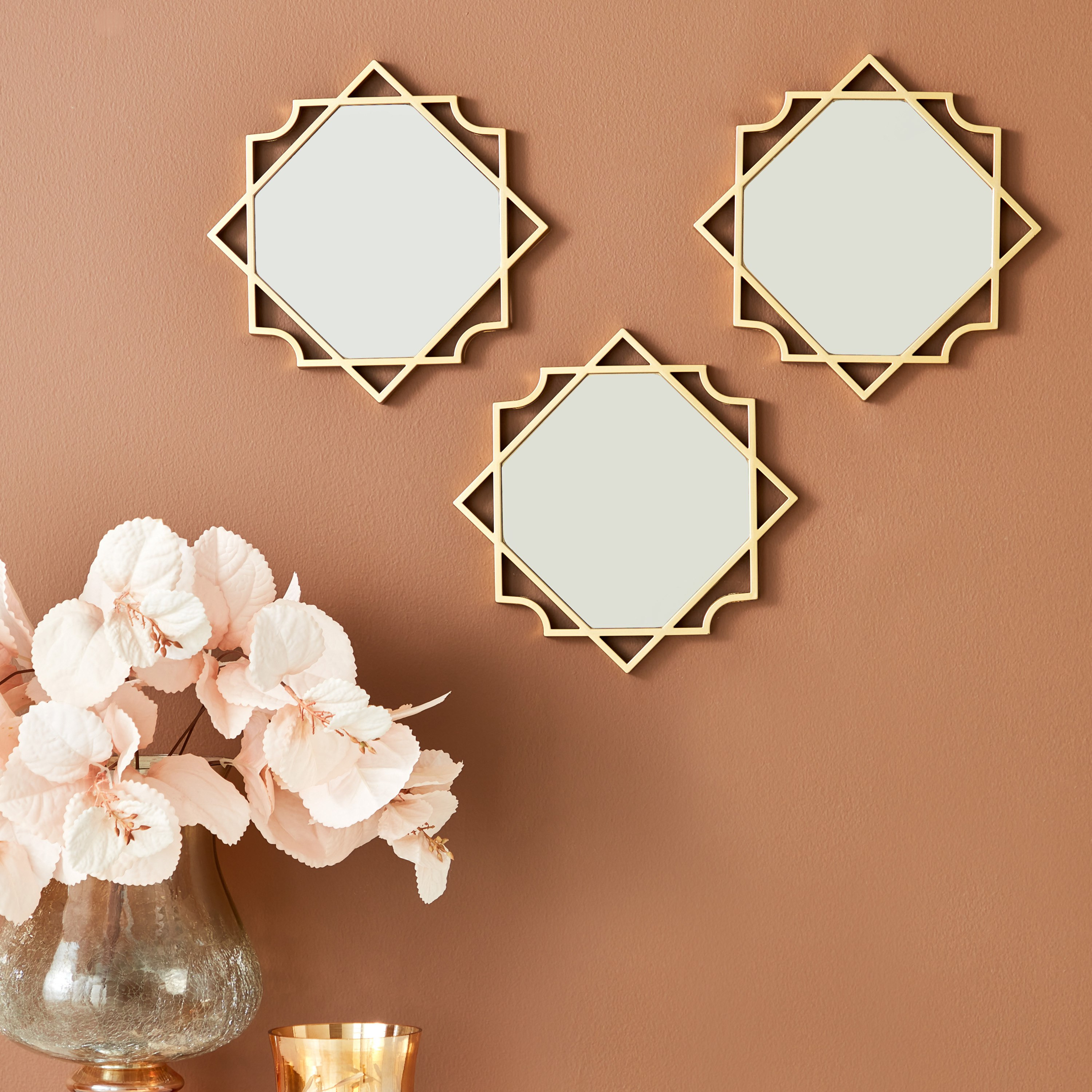 Zoya 3-Piece Mirror Set with Square and Decorative Border - 25x25 cm-hbxhomeware-hbxdecorandfurnishings-image-1