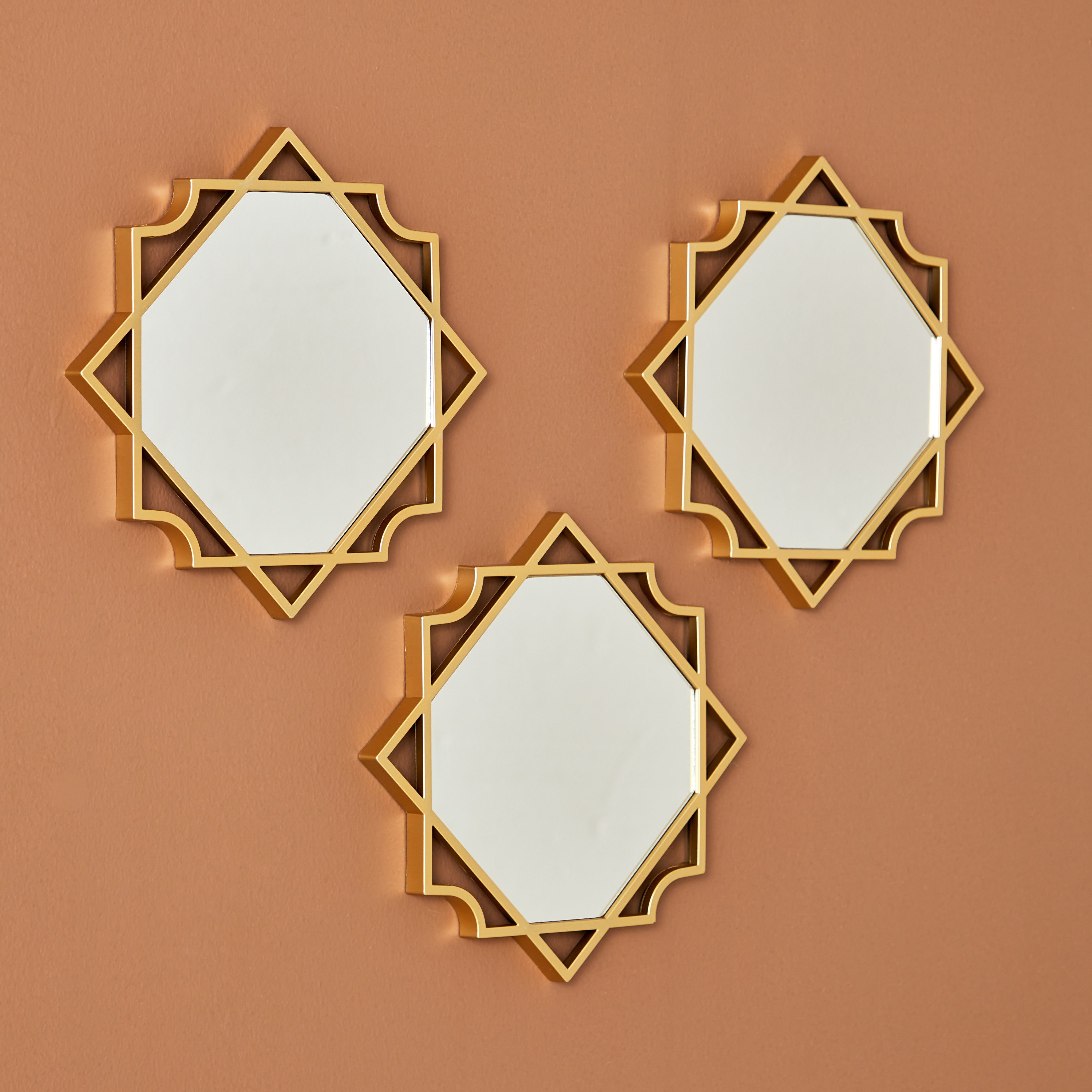 Zoya 3-Piece Mirror Set with Square and Decorative Border - 25x25 cm-hbxhomeware-hbxdecorandfurnishings-image-2