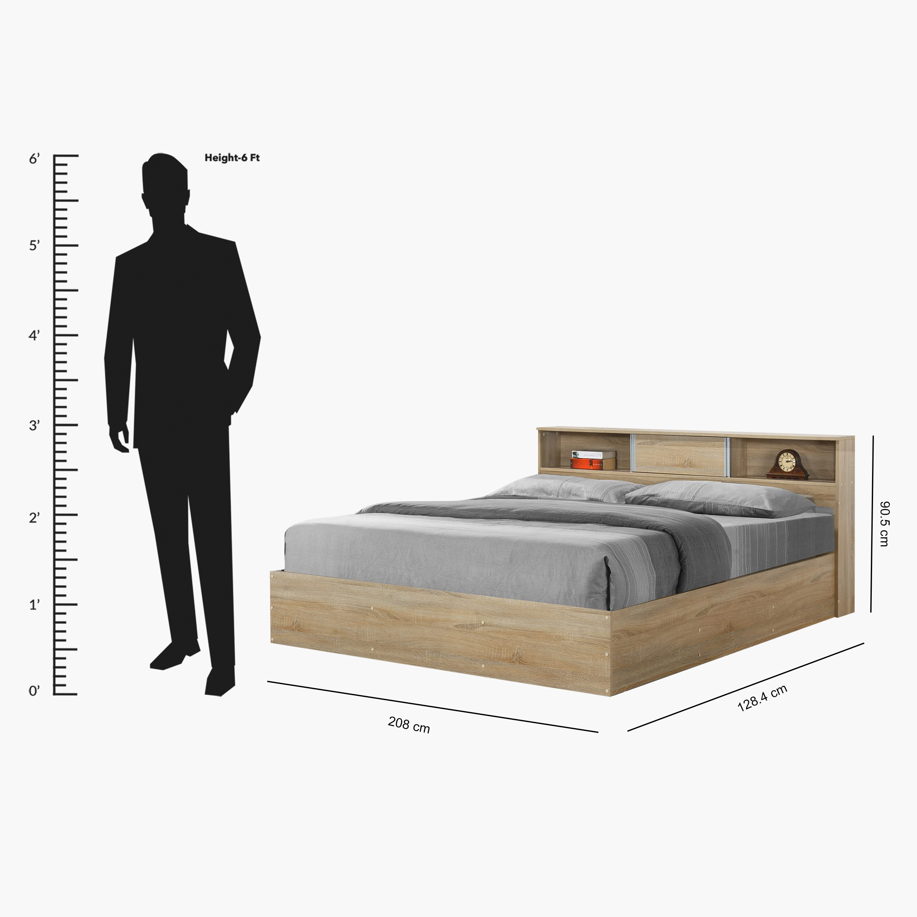 Movo Oasis Cambridge Queen Bed with Sliding Door Storage Headboard - 160x200 cm-hbxbedroom-bedsandbedsets-beds-queen-image-14