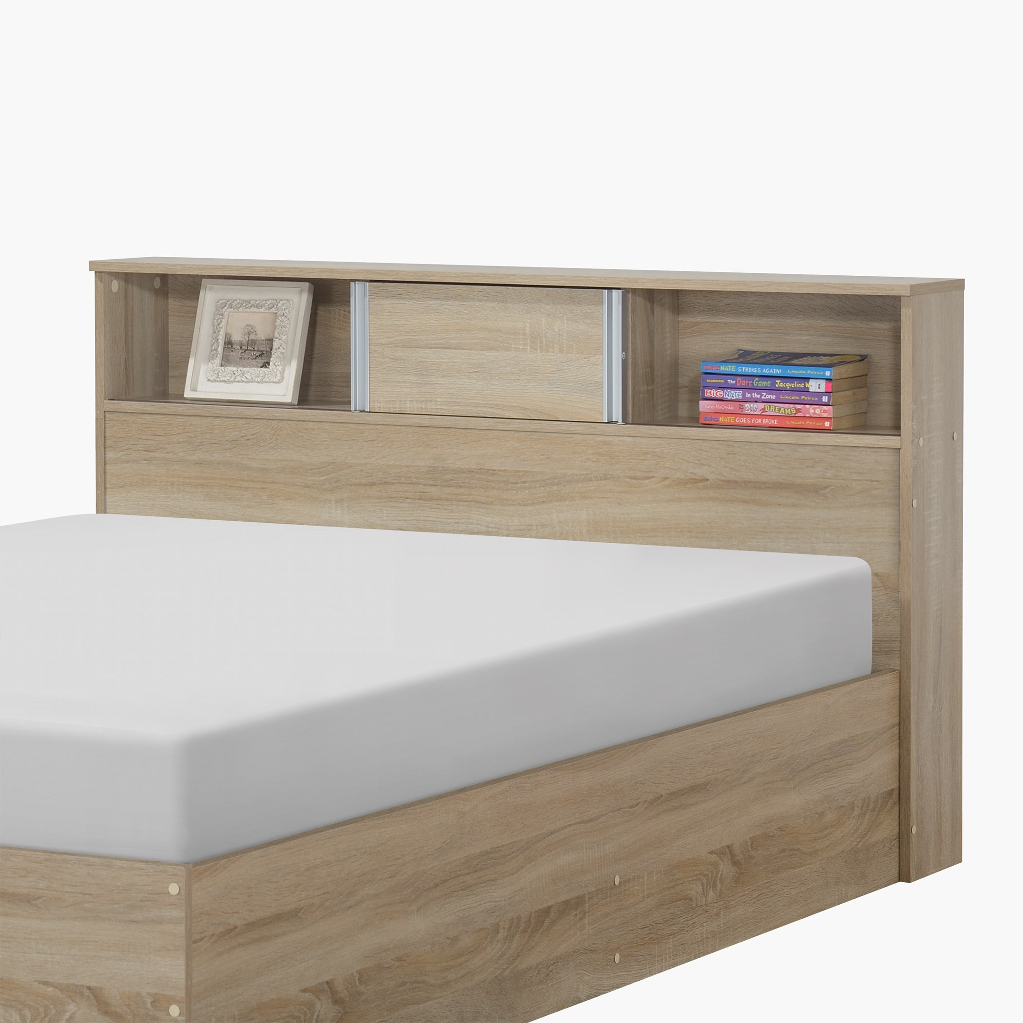 Movo Oasis Cambridge Queen Bed with Sliding Door Storage Headboard - 160x200 cm-hbxbedroom-bedsandbedsets-beds-queen-image-3