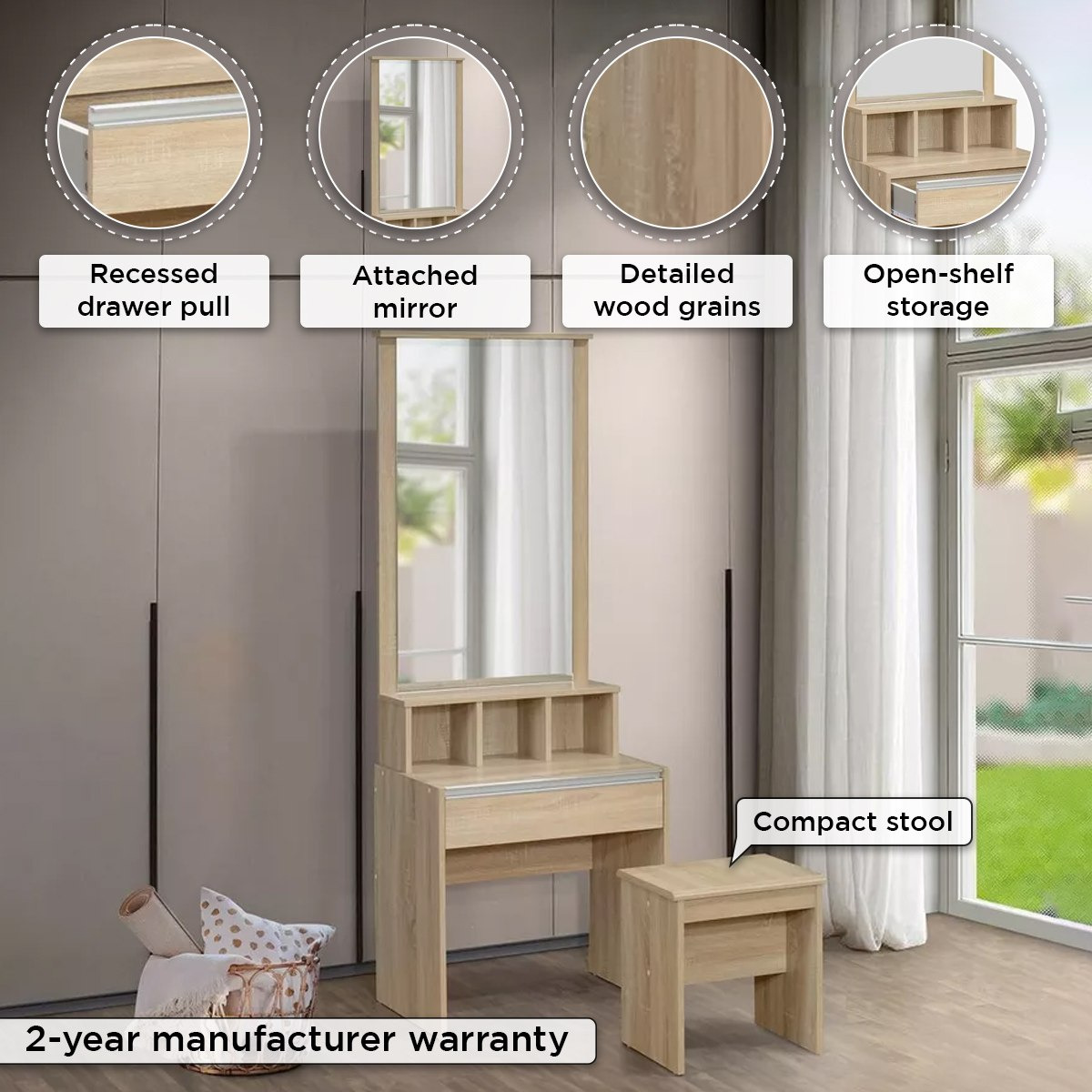 Movo Oasis Cambridge 1-Drawer Dresser with Mirror and Stool-PROMO_HB_UAE_HBX10_250526-image-4