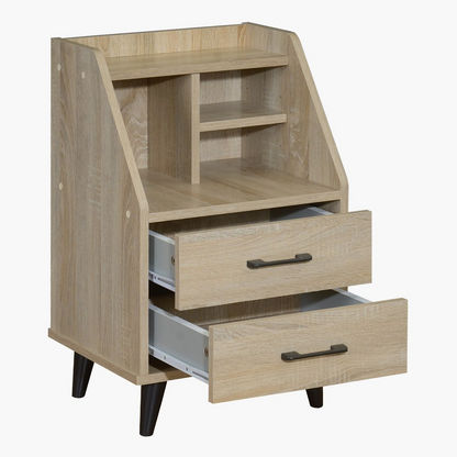 Oasis 2-Drawer Nightstand with Open Shelf Storage