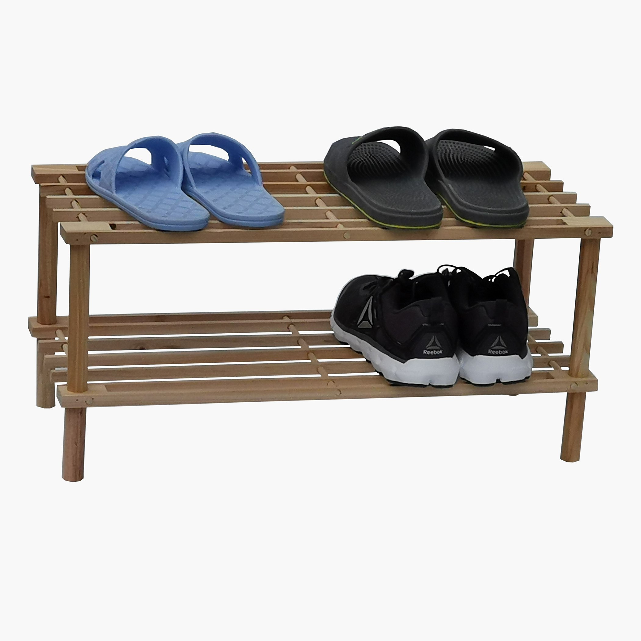 Amity 2 Tier Wooden Shoe Rack for up to 6 Pairs 74x26x29.5 cm