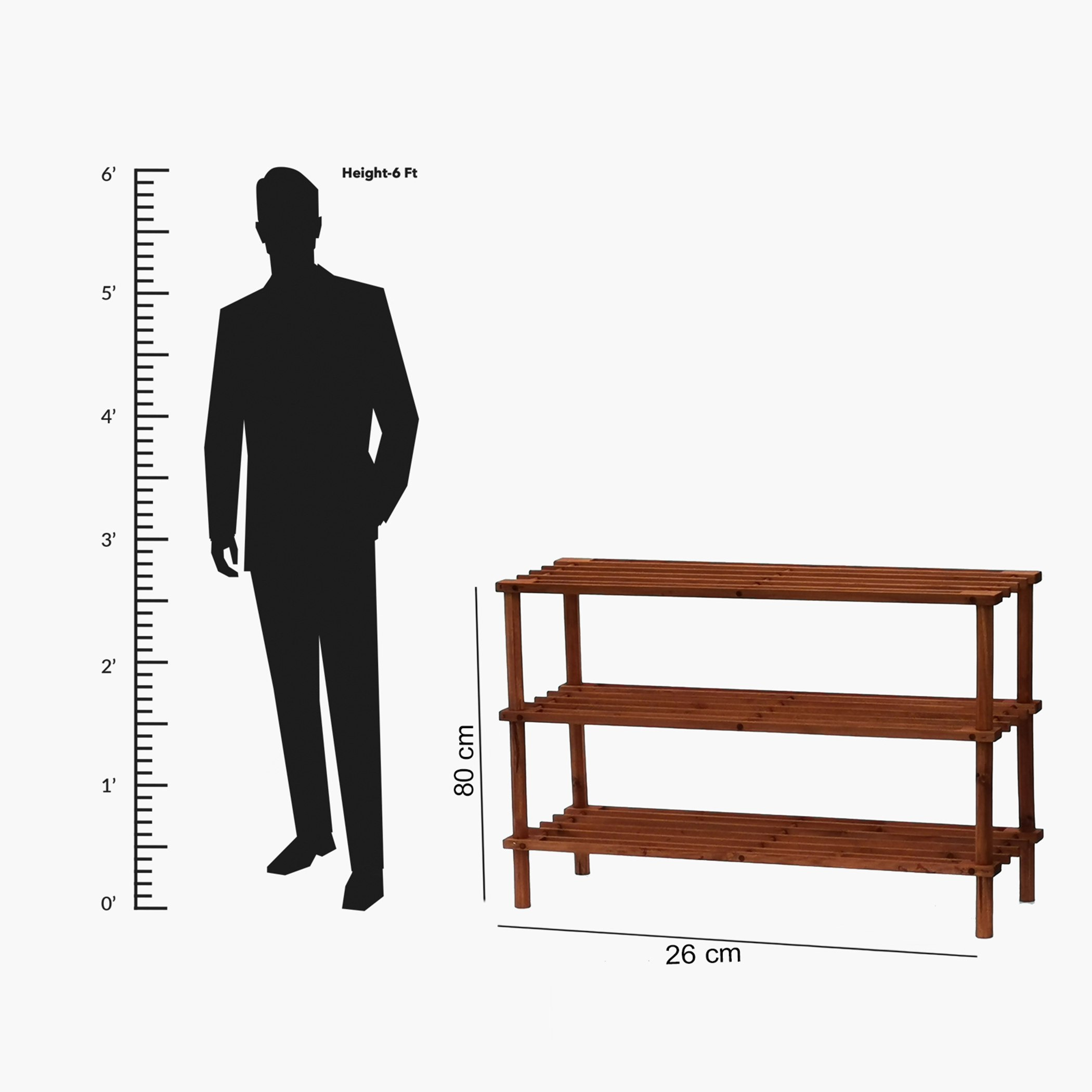 Amity 3 Tier Wooden Shoe Rack for up to 10 Pairs 74x26x80 cm