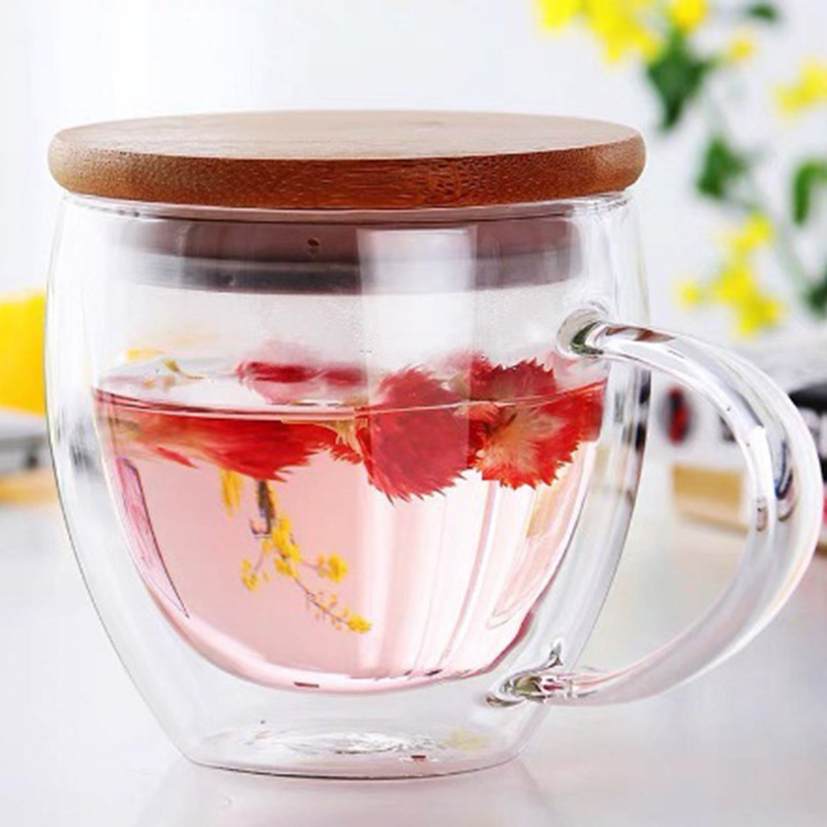 كوب زجاج مزدوج الجدار بمقبض وغطاء خيزران من زين - 250 مل-hbxhomeware-hbxkitchen-image-1