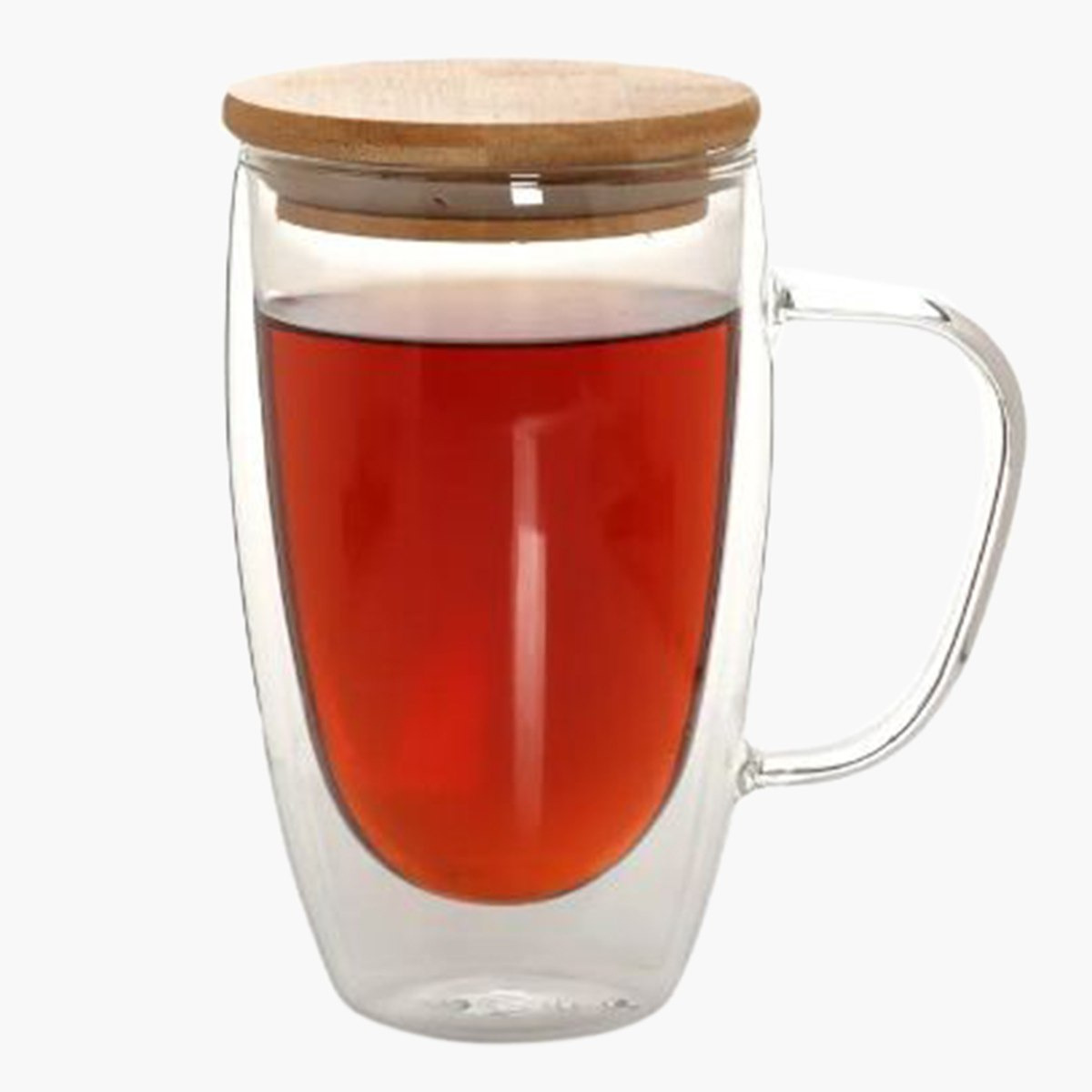 كوب زجاج مزدوج الجدار بمقبض وغطاء خيزران من زين - 450 مل-hbxhomeware-diningandtabletop-coffeeandteasets-image-1