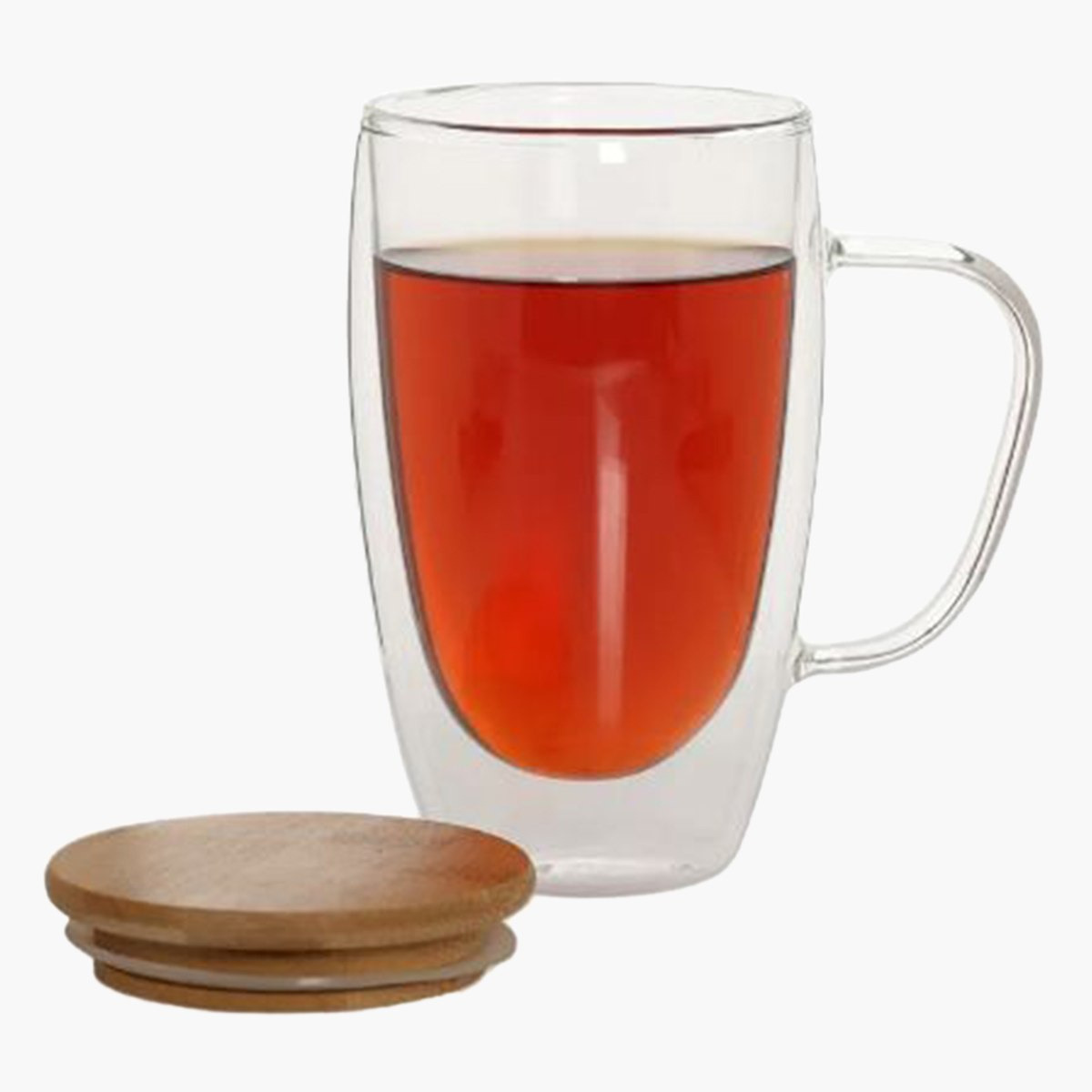 كوب زجاج مزدوج الجدار بمقبض وغطاء خيزران من زين - 450 مل-hbxhomeware-diningandtabletop-coffeeandteasets-image-2