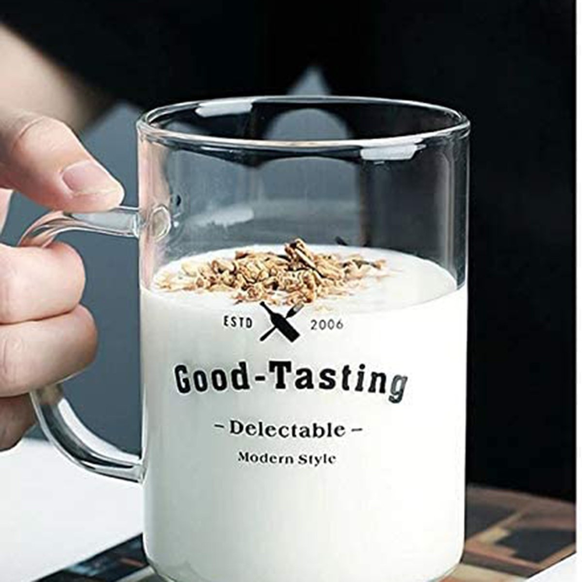 مج زجاج بطبعات جود تاستينج ومقبض من زين - 400 مل-hbxhomeware-hbxkitchen-image-1
