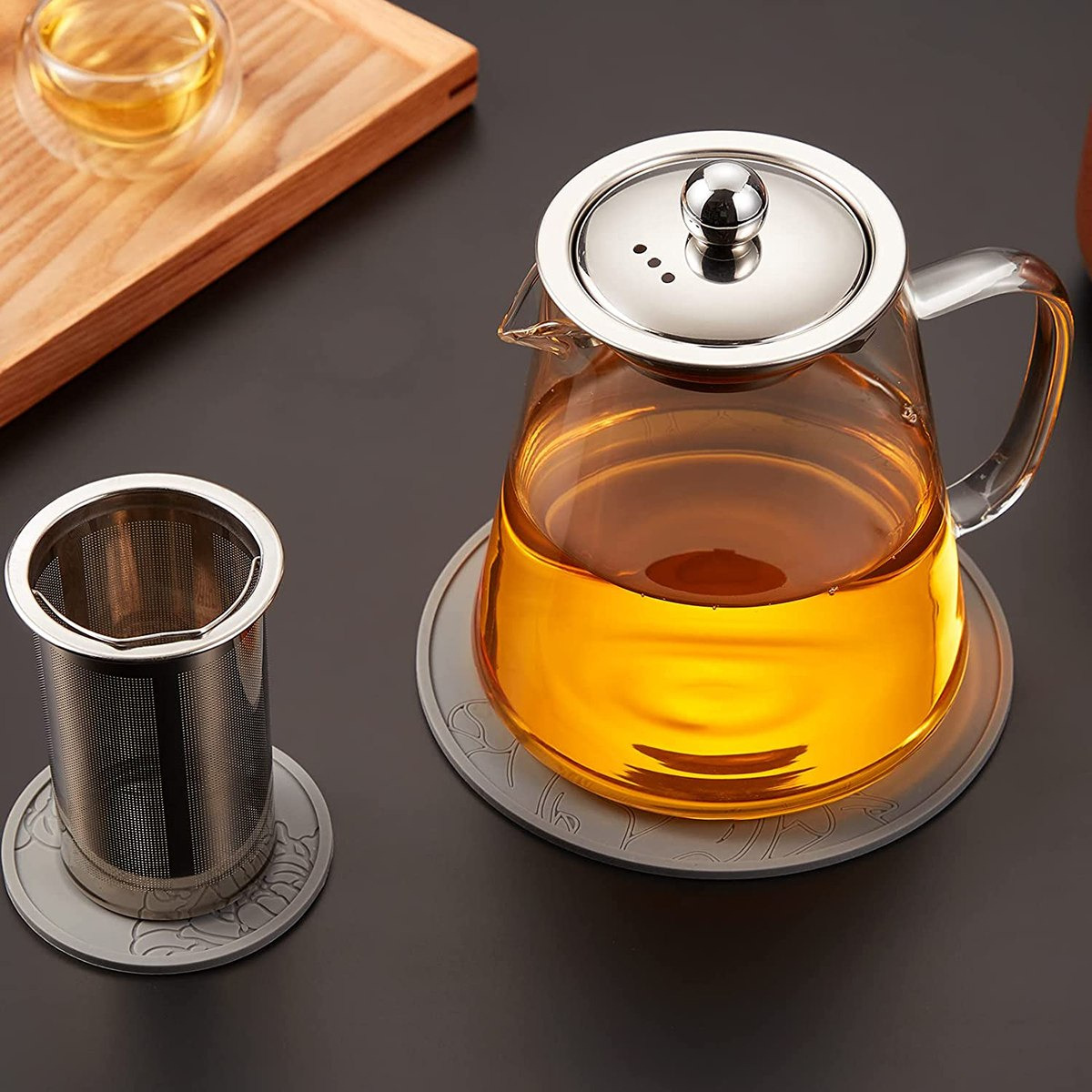 Zen Conical Glass Teapot with Stainless Steel Infuser - 950 ml-hbxhomeware-hbxkitchen-image-3
