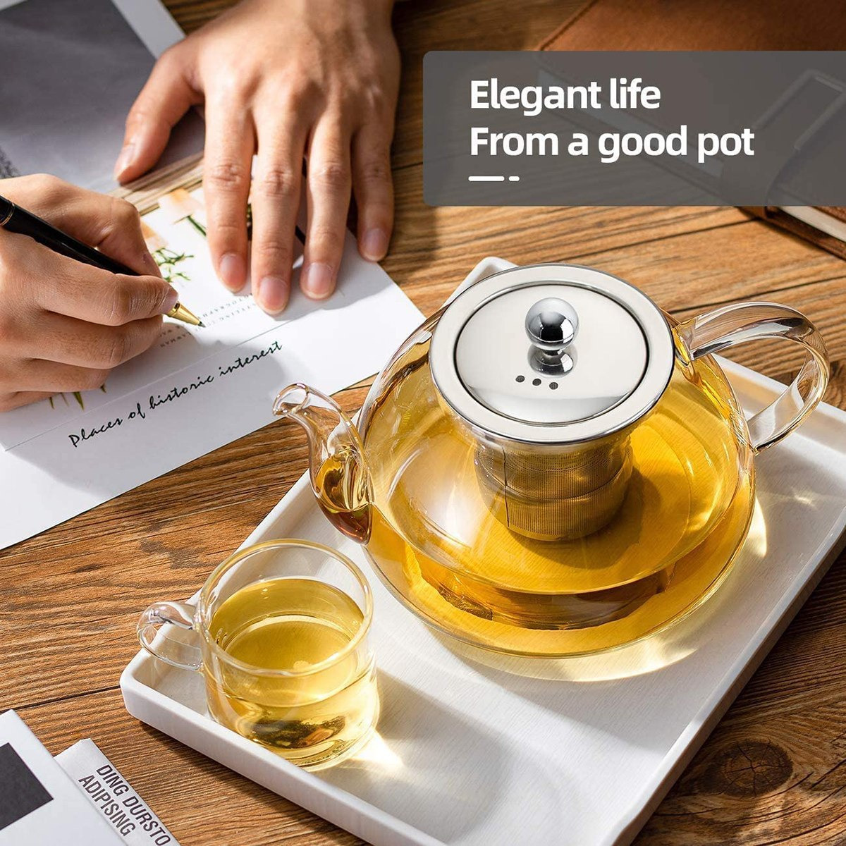 إبريق زجاج مقاوم للحرارة بمصفاة ستانلس ستيل من زين - 1 لتر-hbxhomeware-hbxkitchen-image-3