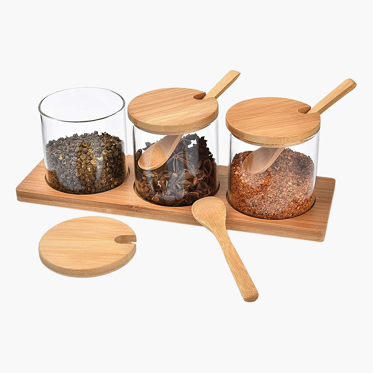 طقم جرة توابل وملعقة مع قاعدة خشبية 6 قطع من زين-hbxhomeware-hbxkitchen-image-3