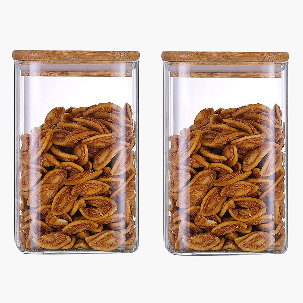 Zen Square Glass Storage Jar with Airtight Bamboo Lid - Set of 2-hbxhomeware-hbxkitchen-image-3