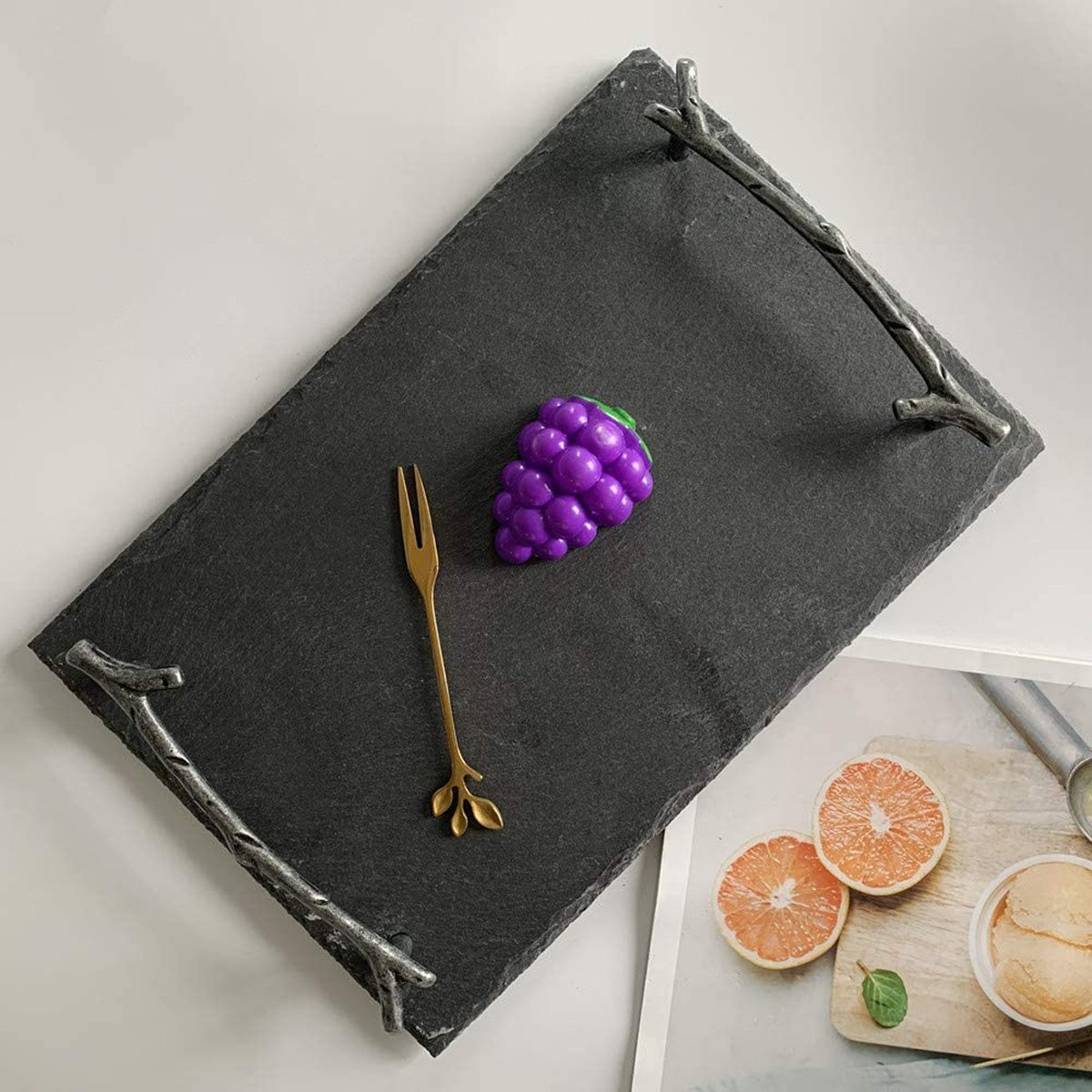 Zen Natural Slate Plate with Arborization Handle - 30x20x2.5 cm-hbxdecorandfurnishings-tabletop-serveware-image-3