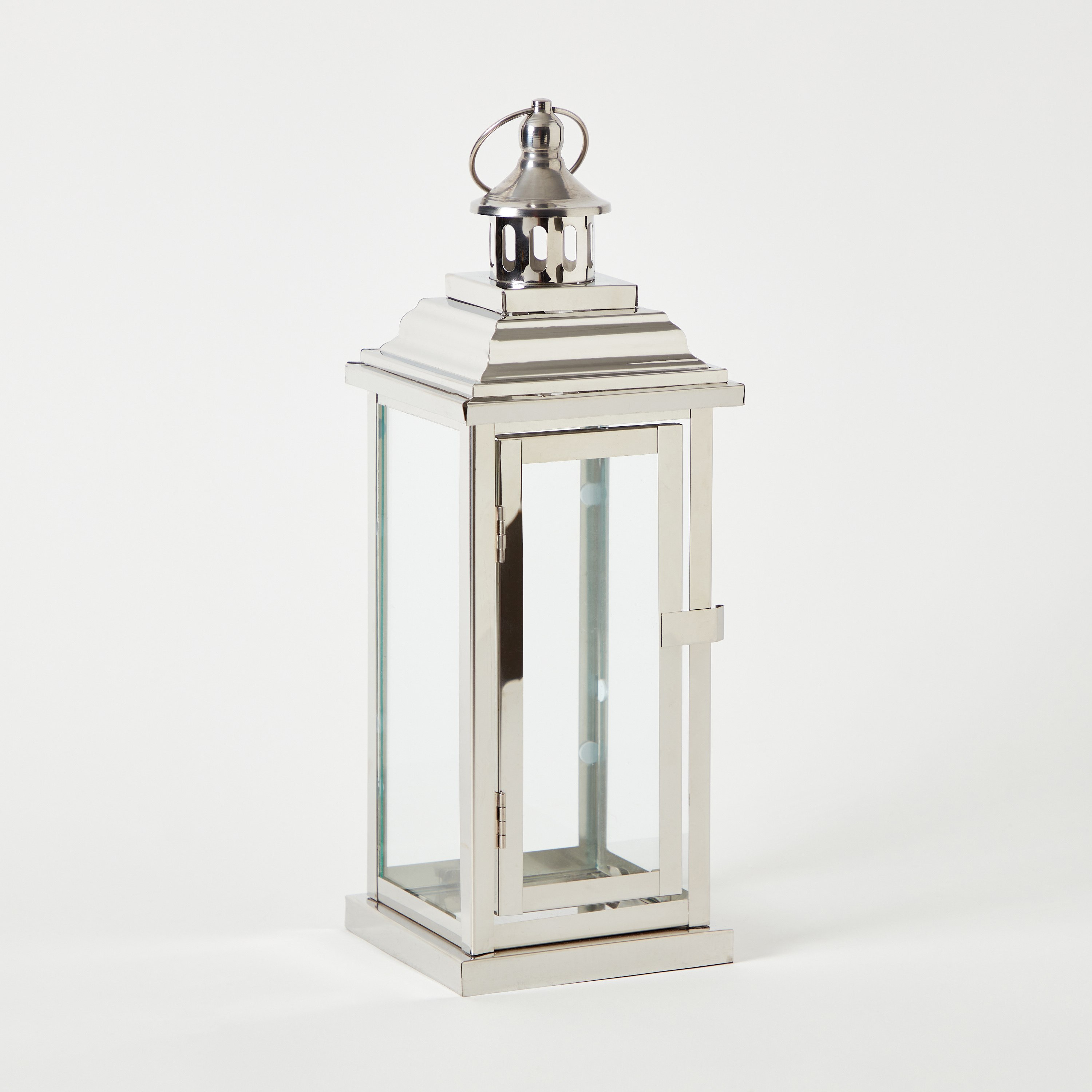 فانوس معدني بحامل شموع فوتيف زجاج شفاف من ناز - 13x13x37.5 سم-hbxdecorandfurnishings-homeaccessories-lanterns-image-6