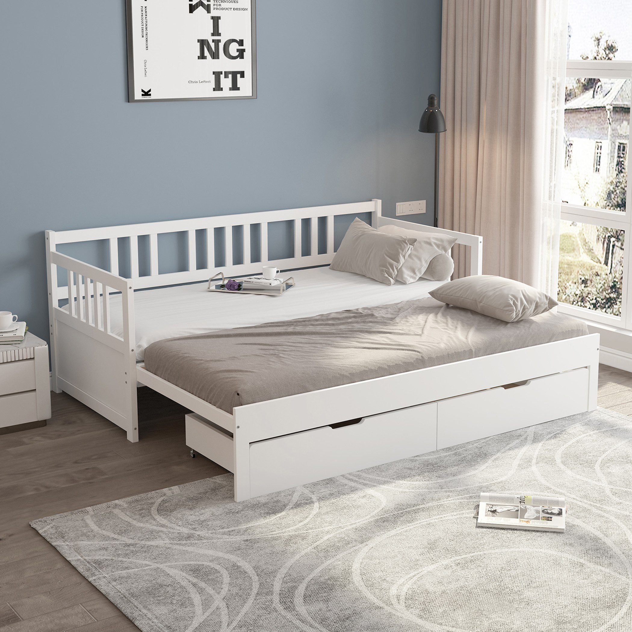 سرير نهاري قابل للتمديد بدرجين من هامبتون - 90x200 سم-hbxbedroom-bedsandbedsets-daybeds-image-2