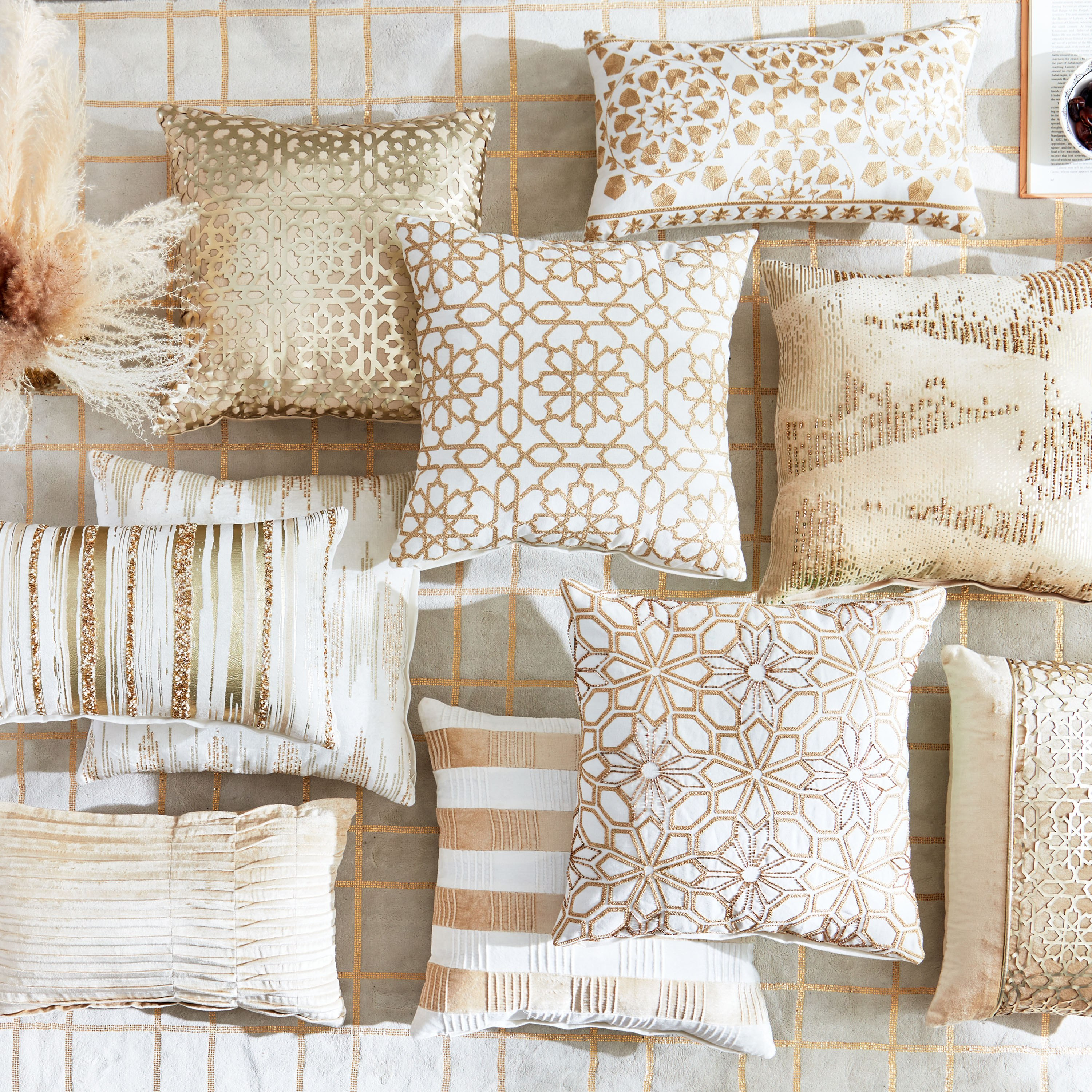 Petra Berty Striped Beaded Filled Cushion - 30x50 cm-hbxlivingroom-furnishings-cushionsandcovers-filledcushions-image-4