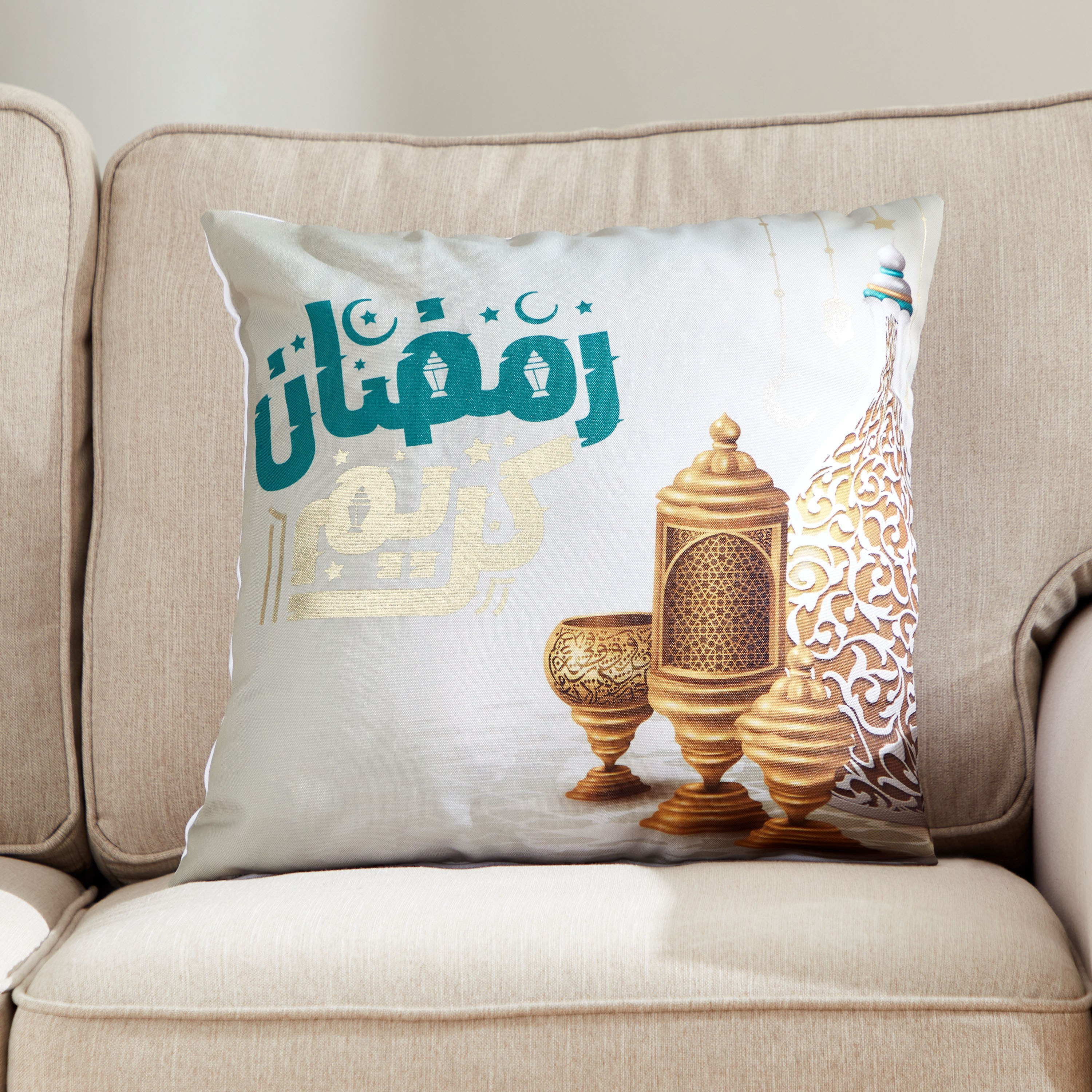 غطاء وسادة بطبعات رقميّة ورقائق فويل رمضان كريم - ايتاسا - 45x45 سم-hbxhomeware-cushionsandcovers-cushioncovers-image-1