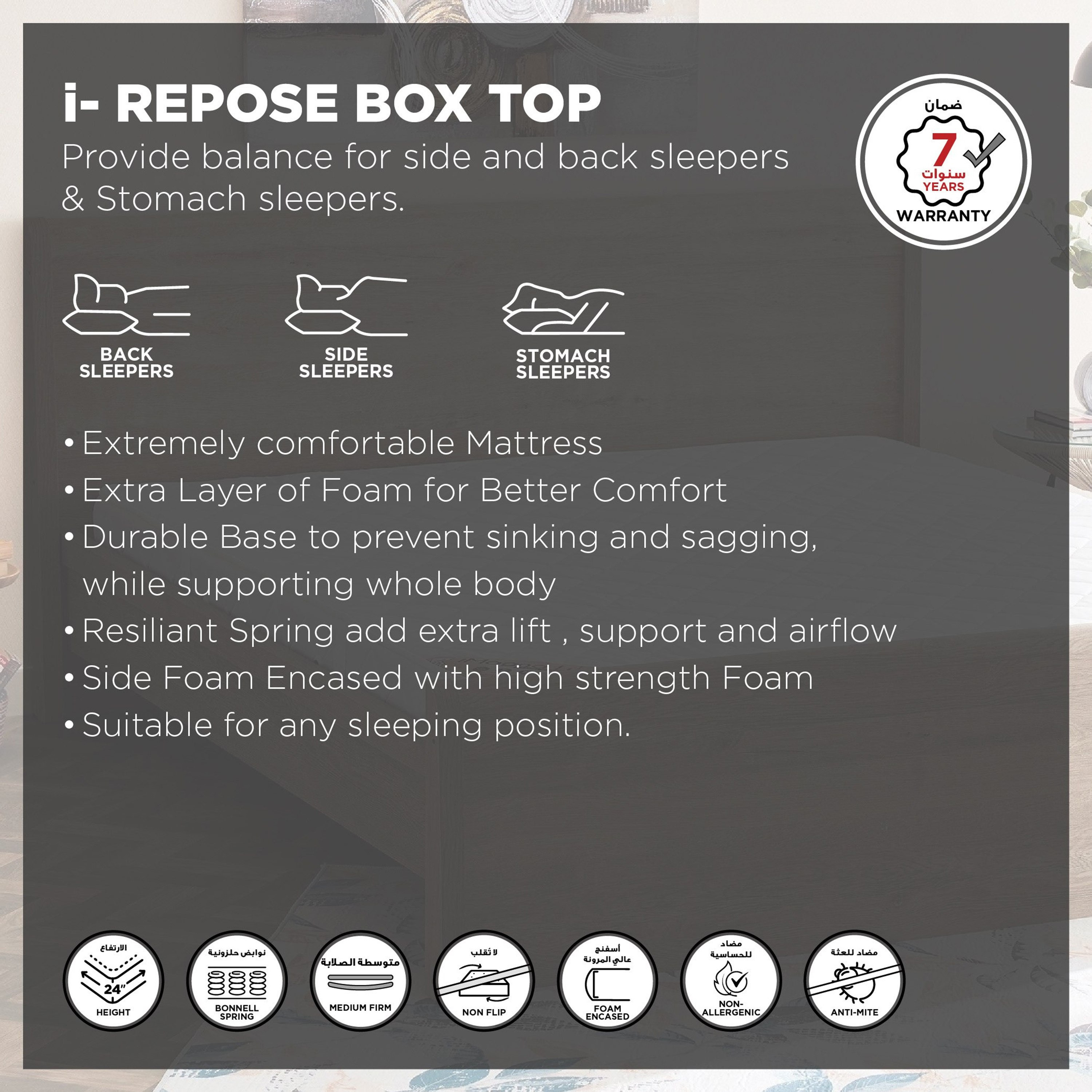 SleepNest iRepose Box Top Medium Firm Bonnell Spring Twin Mattress - 120x200x24 cm-hbxfurniture-mattresses-twin-image-4