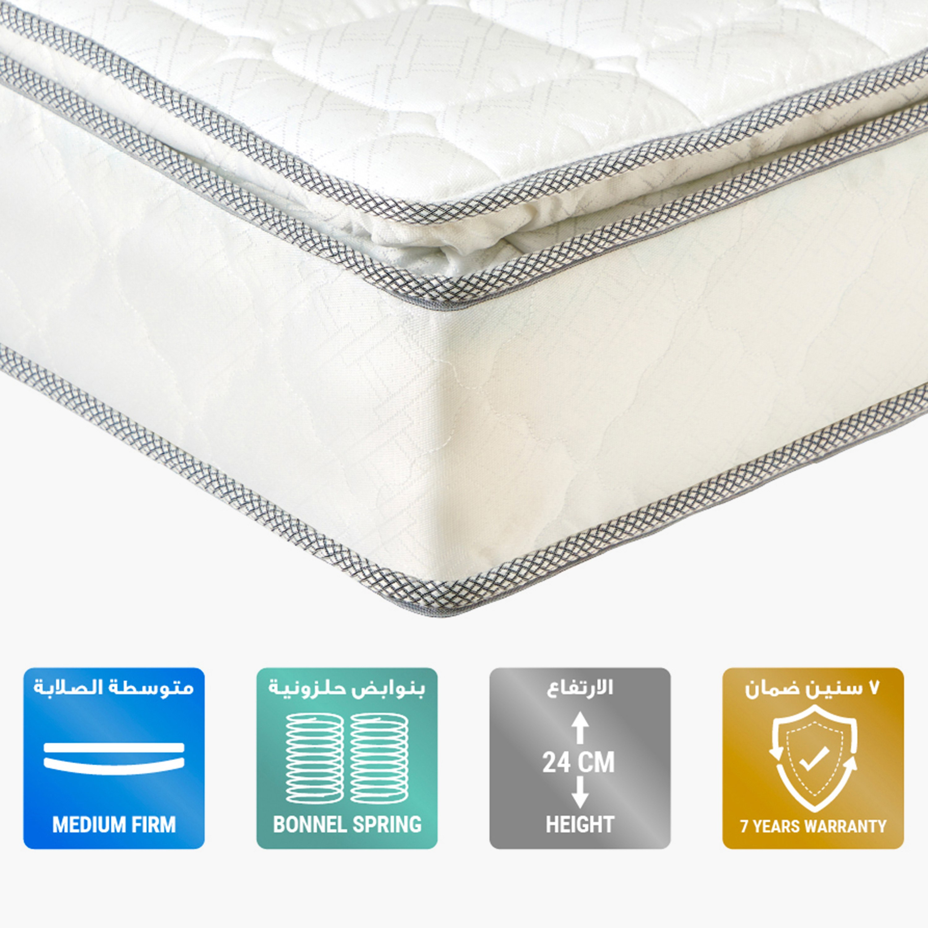 SleepNest iRestful Pillow Top Medium Firm Bonnell Spring Single Mattress - 90x190x24 cm-hbxfurniture-bedroom-mattresses-single-image-1