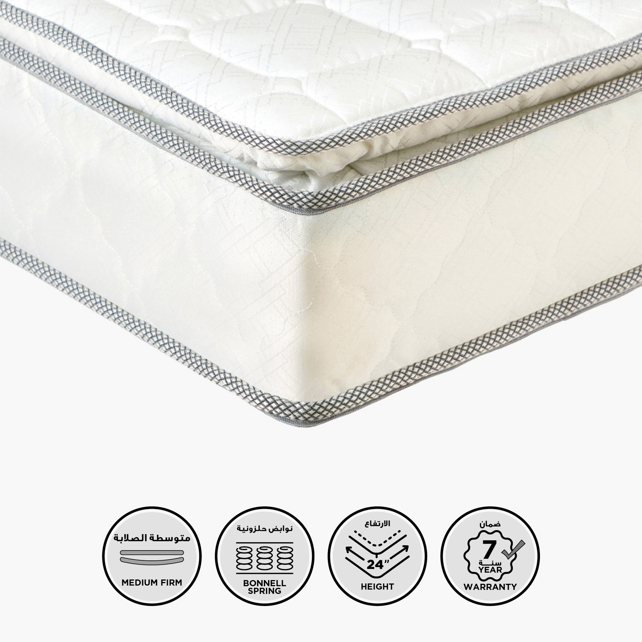 SleepNest iRestful Pillow Top Medium Firm Bonnell Spring Single Mattress - 90x200x24 cm-hbxfurniture-bedroom-mattresses-single-image-1