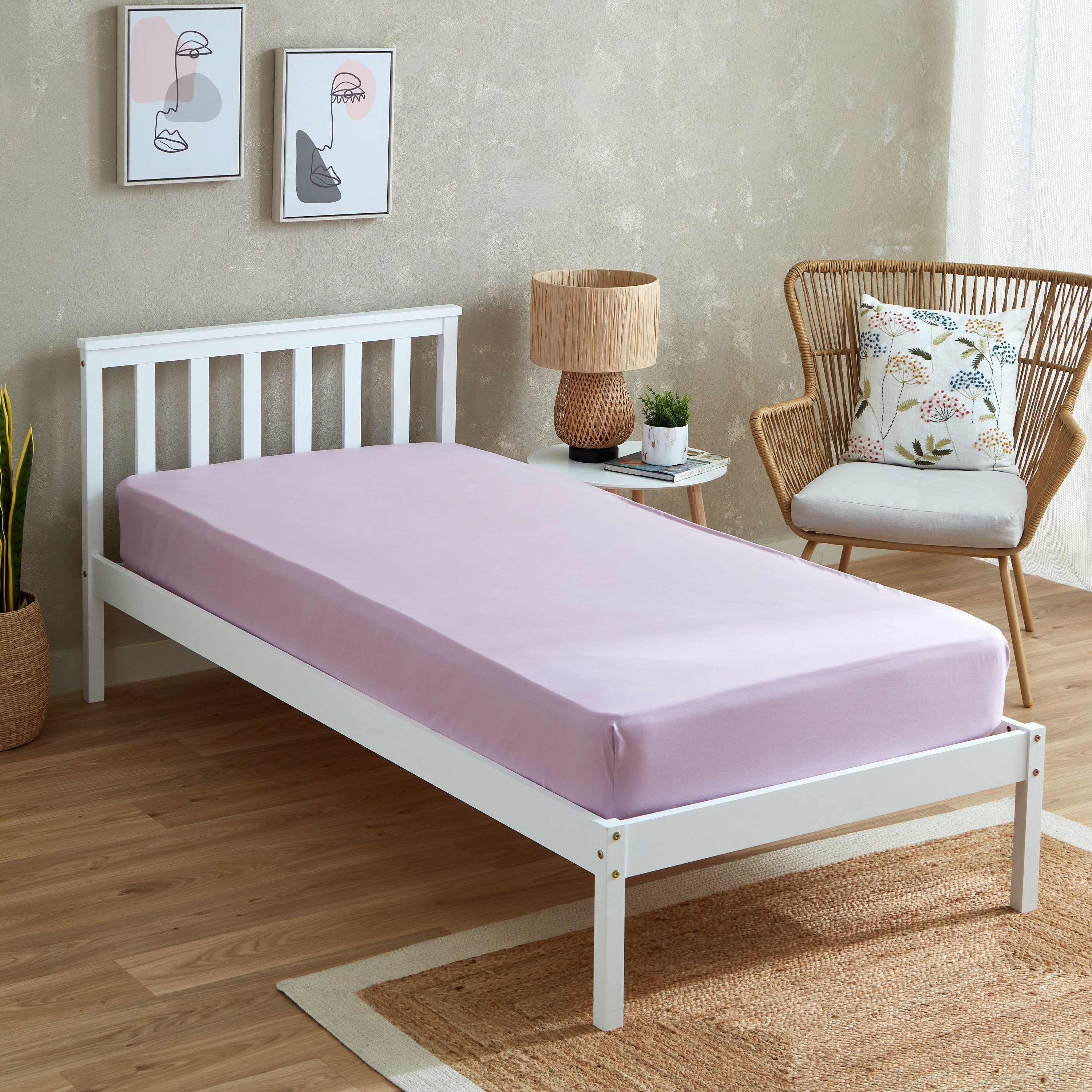 شرشف مطاطي فردي سادة من الألياف الدقيقة من أكسيس - 90x190+20 سم-hbxhomeware-hbxbedroom-image-1