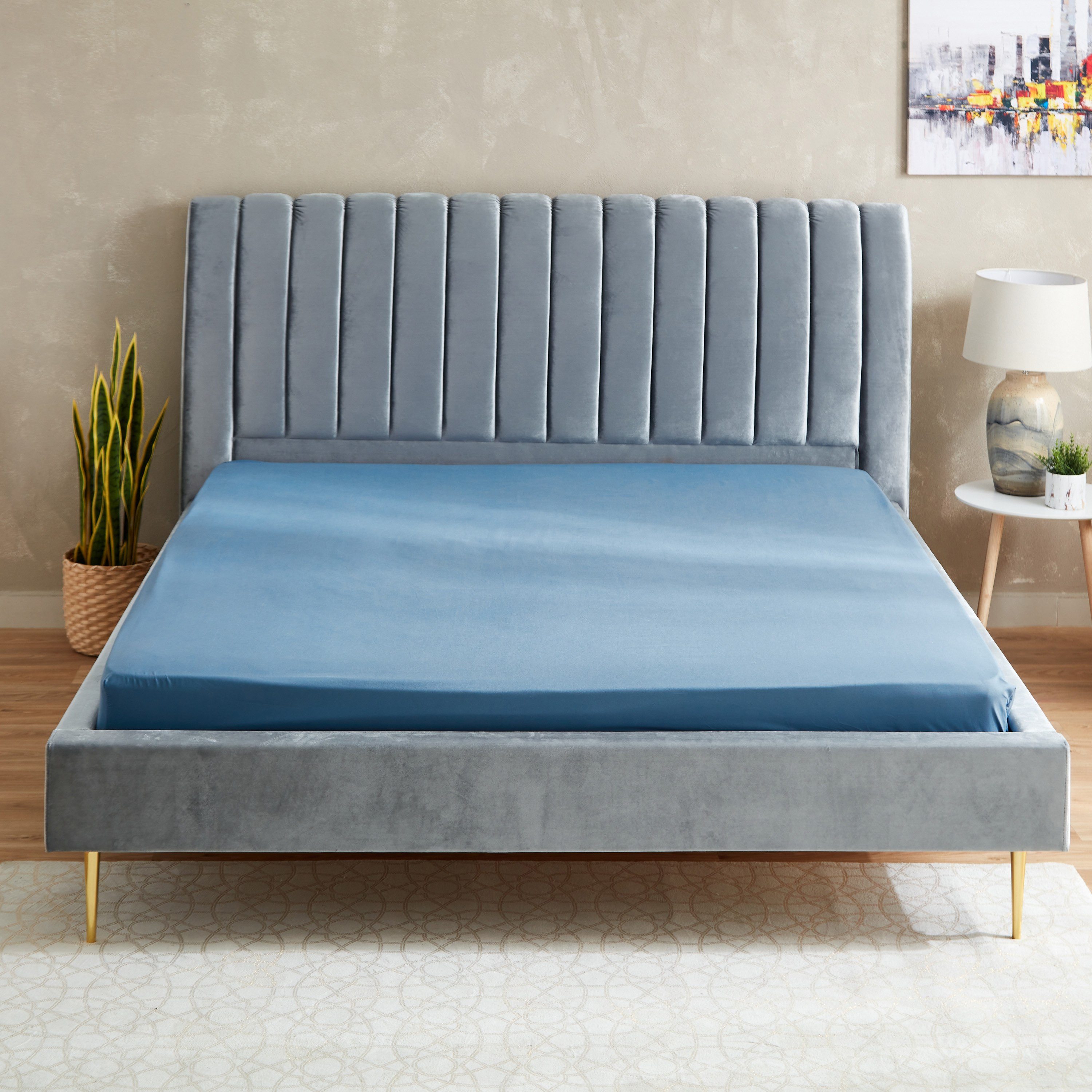 شرشف مطاطي كينج سادة من الألياف الدقيقة من أكسيس - 180x200+25 سم-hbxhomeware-hbxbedroom-image-2
