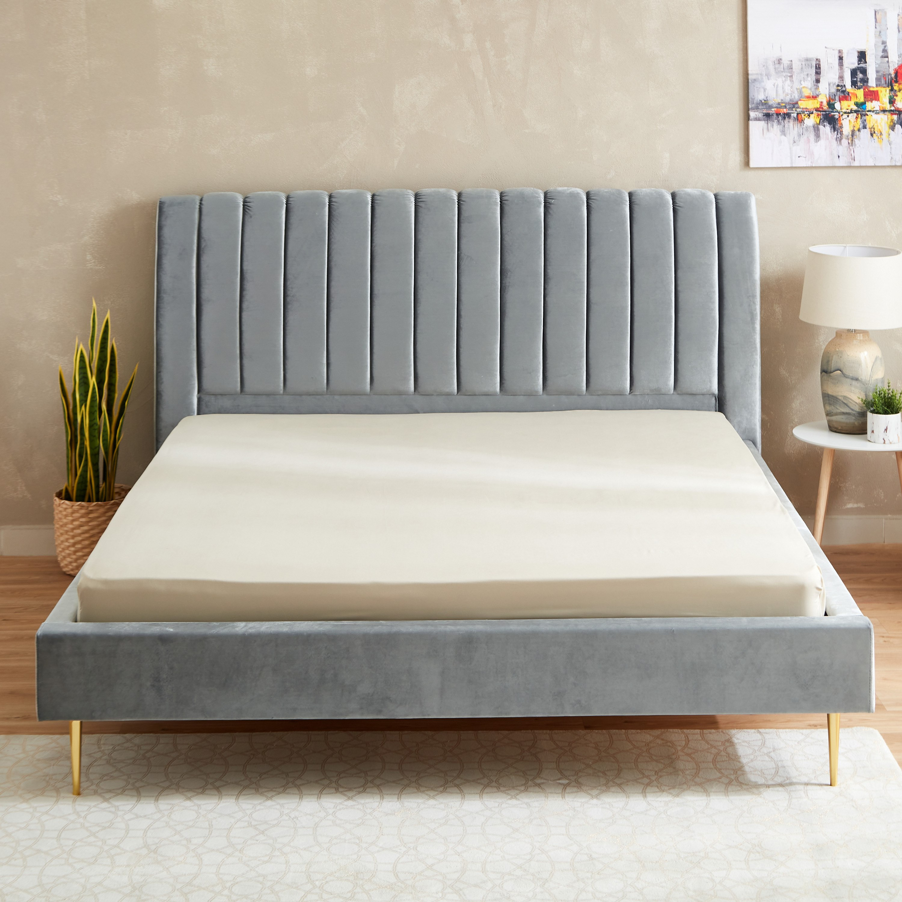 شرشف مطاطي كينج سادة من الألياف الدقيقة من أكسيس - 180x200+25 سم-hbxhomeware-hbxbedroom-image-2