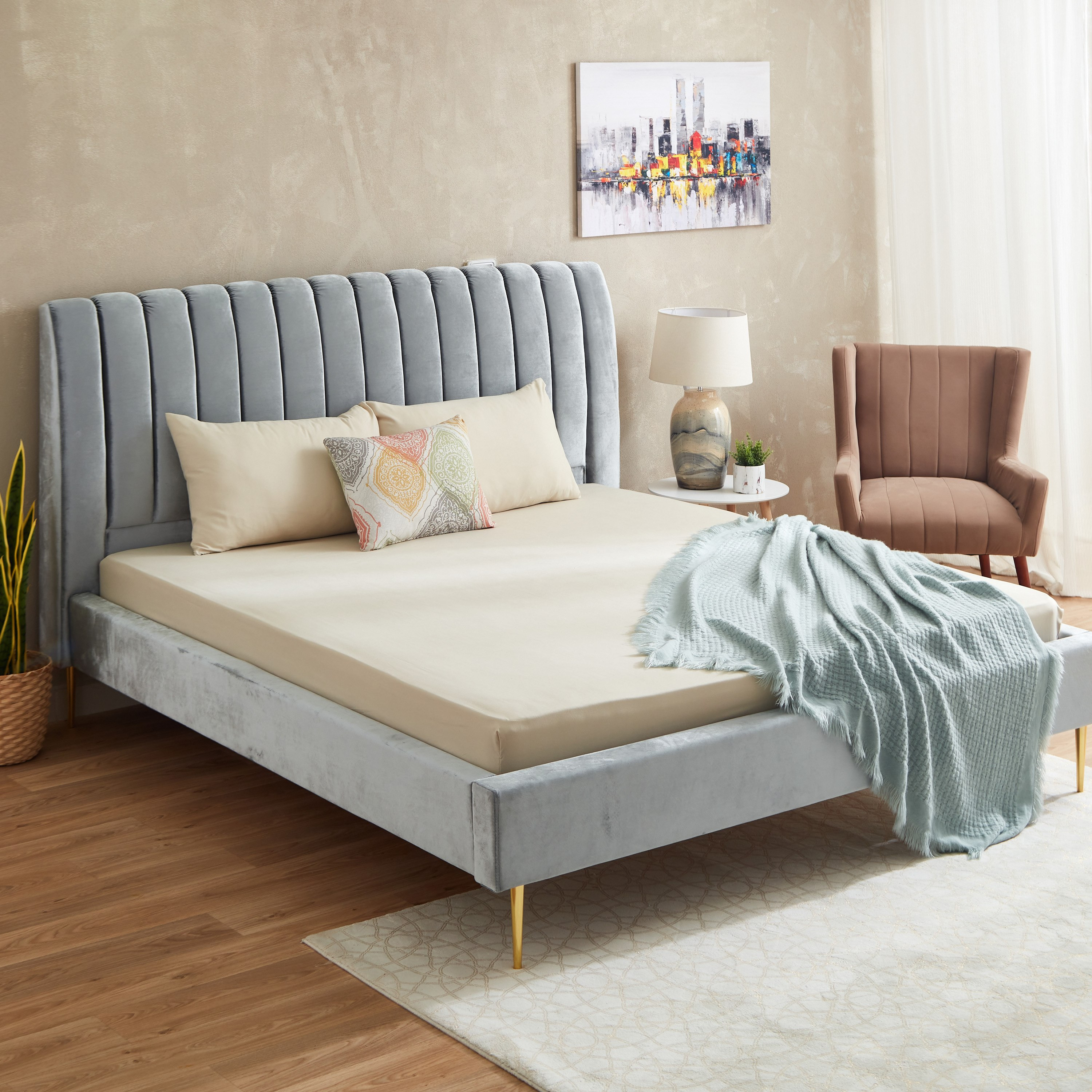 شرشف مطاطي كينج سادة من الألياف الدقيقة من أكسيس - 180x200+25 سم-hbxhomeware-hbxbedroom-image-7