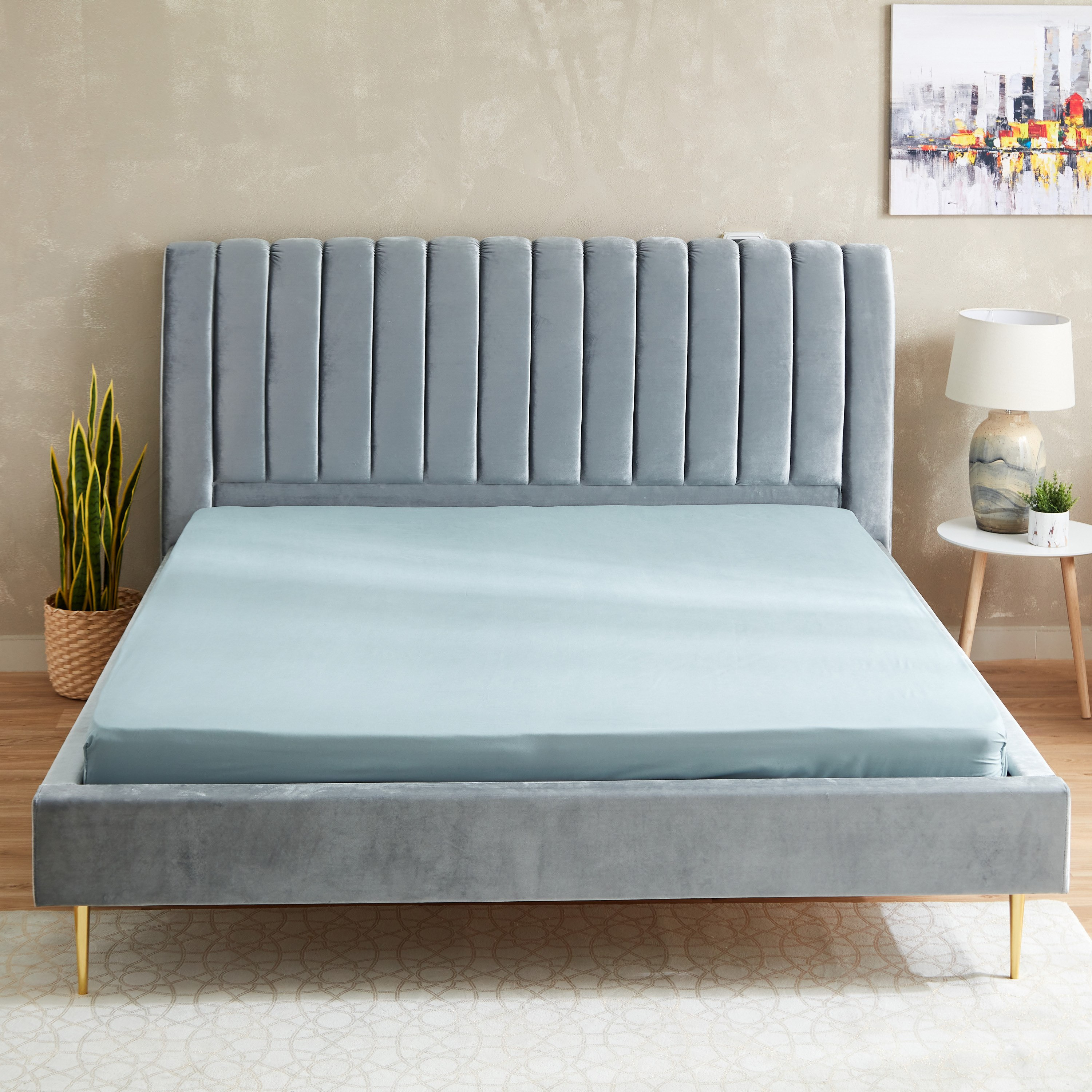 شرشف مطاطي كينج سادة من الألياف الدقيقة من أكسيس - 180x200+25 سم-hbxhomeware-hbxbedroom-image-2