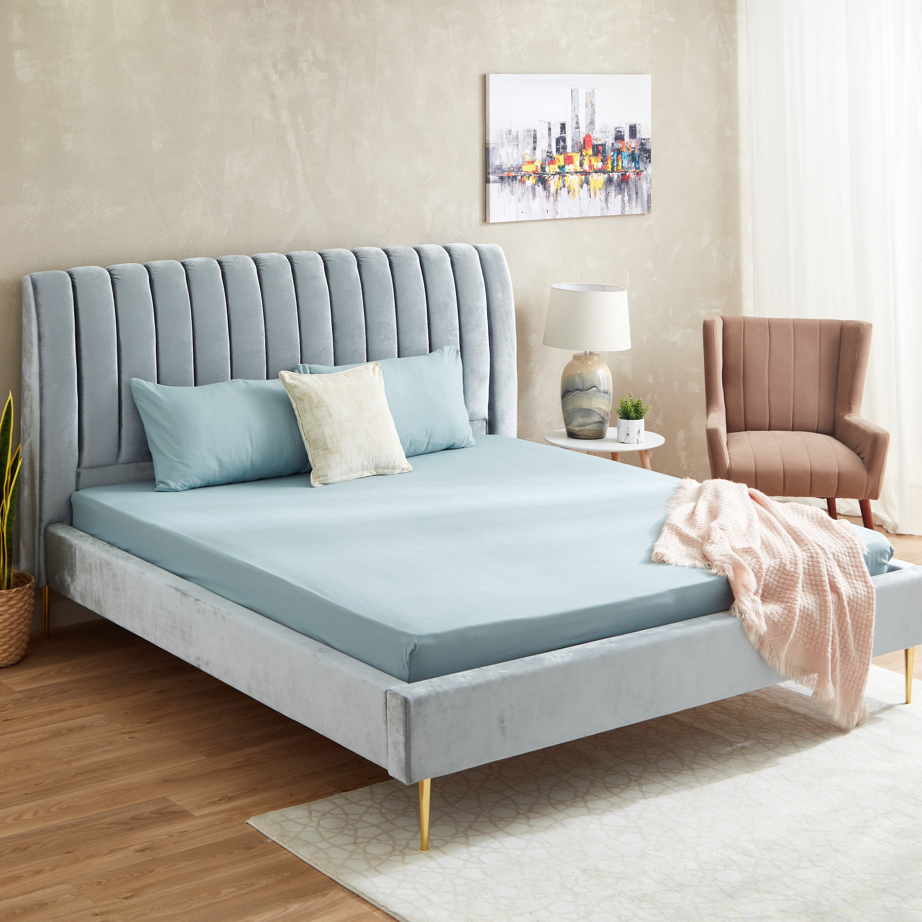 شرشف مطاطي كينج سادة من الألياف الدقيقة من أكسيس - 180x200+25 سم-hbxhomeware-hbxbedroom-image-7