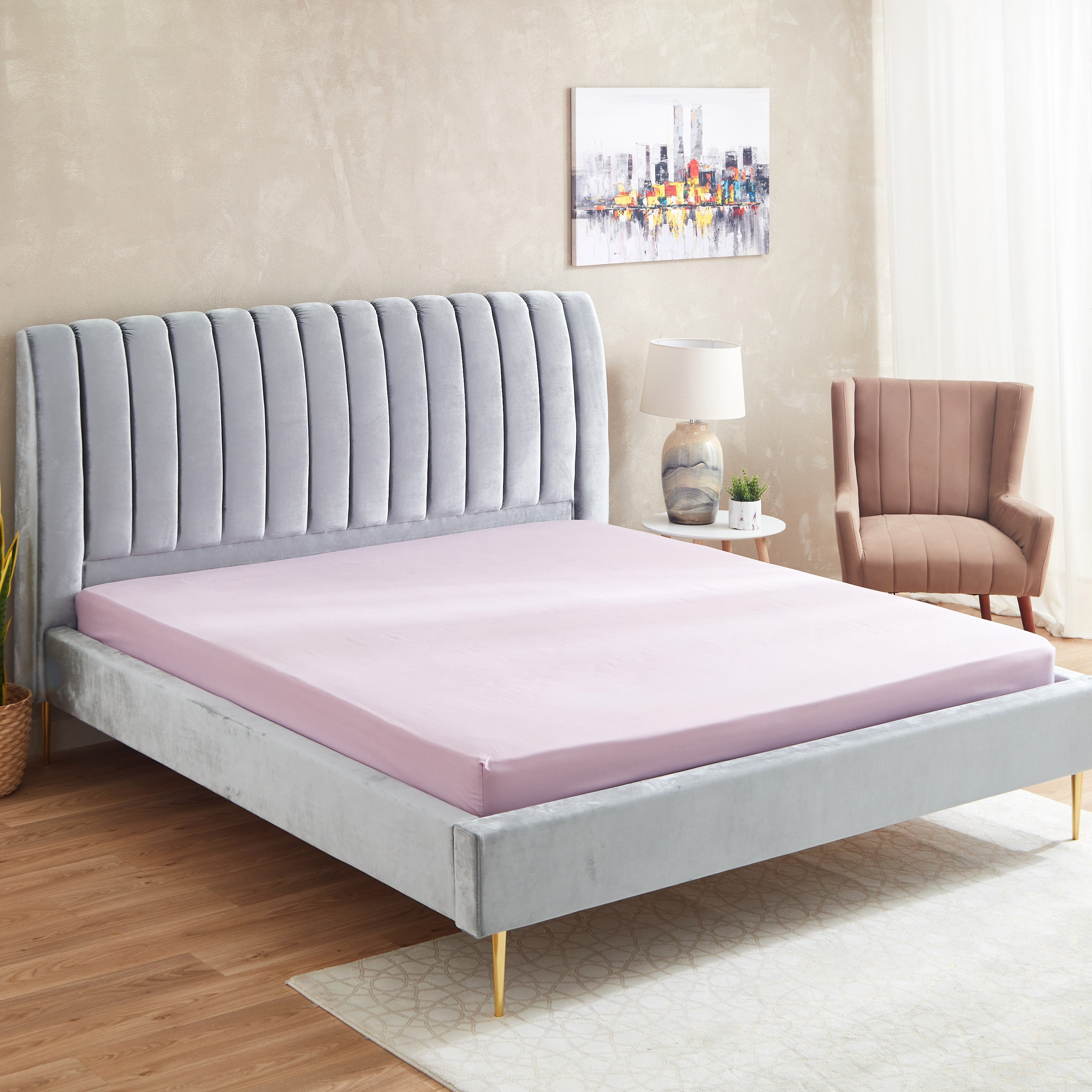 Axis Solid Microfiber King Fitted Sheet - 180x200+25 cm-hbxhomeware-bedding-fittedsheets-image-1