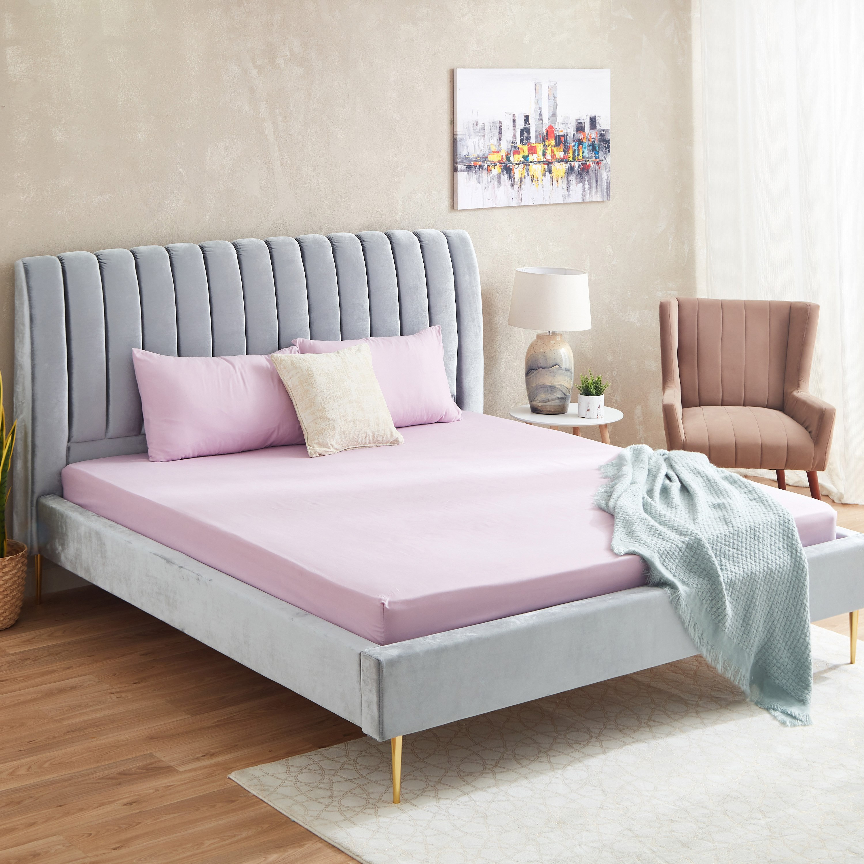 Axis Solid Microfiber King Fitted Sheet - 180x200+25 cm-hbxhomeware-bedding-fittedsheets-image-7
