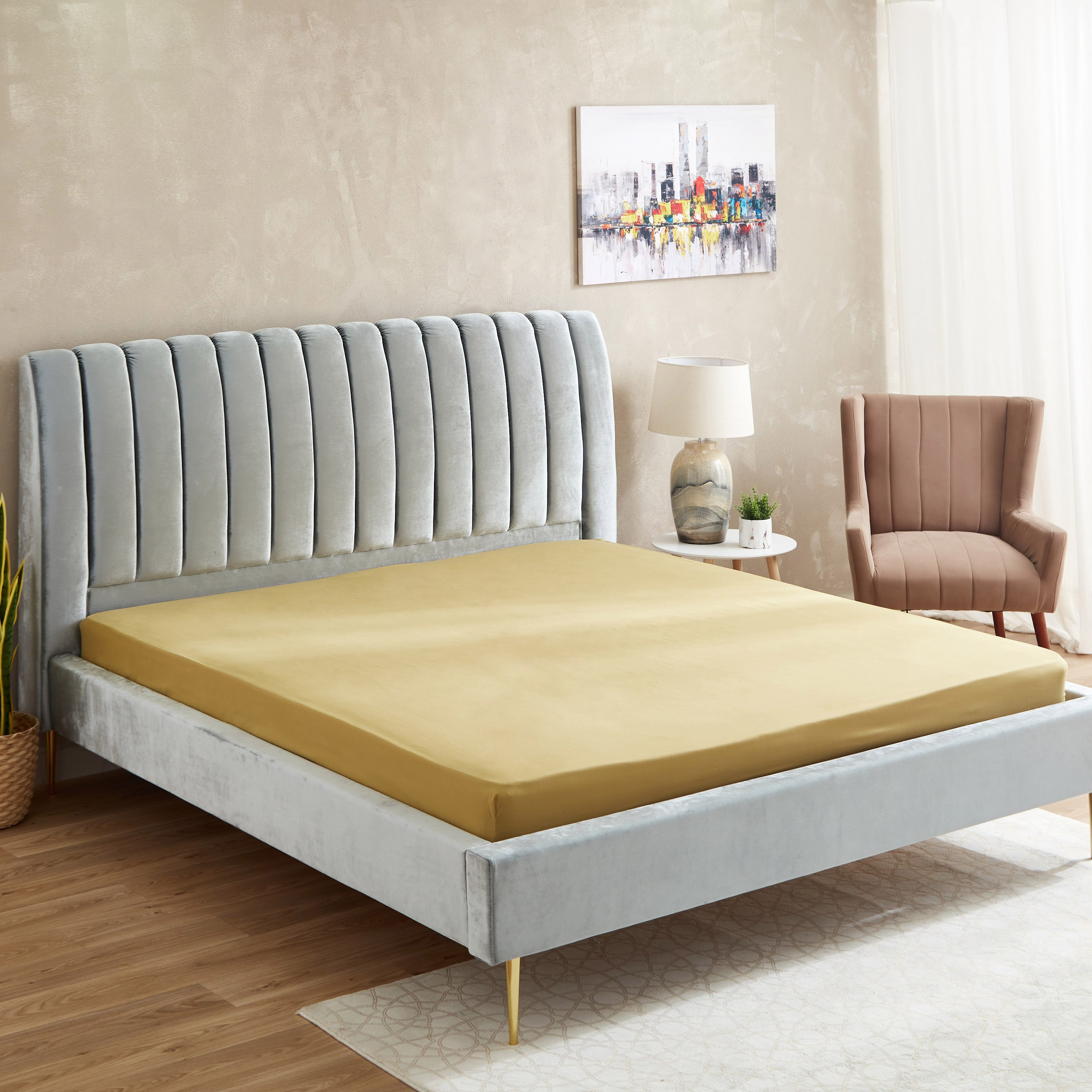 Axis Solid Microfiber King Fitted Sheet - 180x200+25 cm-hbxhomeware-hbxbedroom-image-1