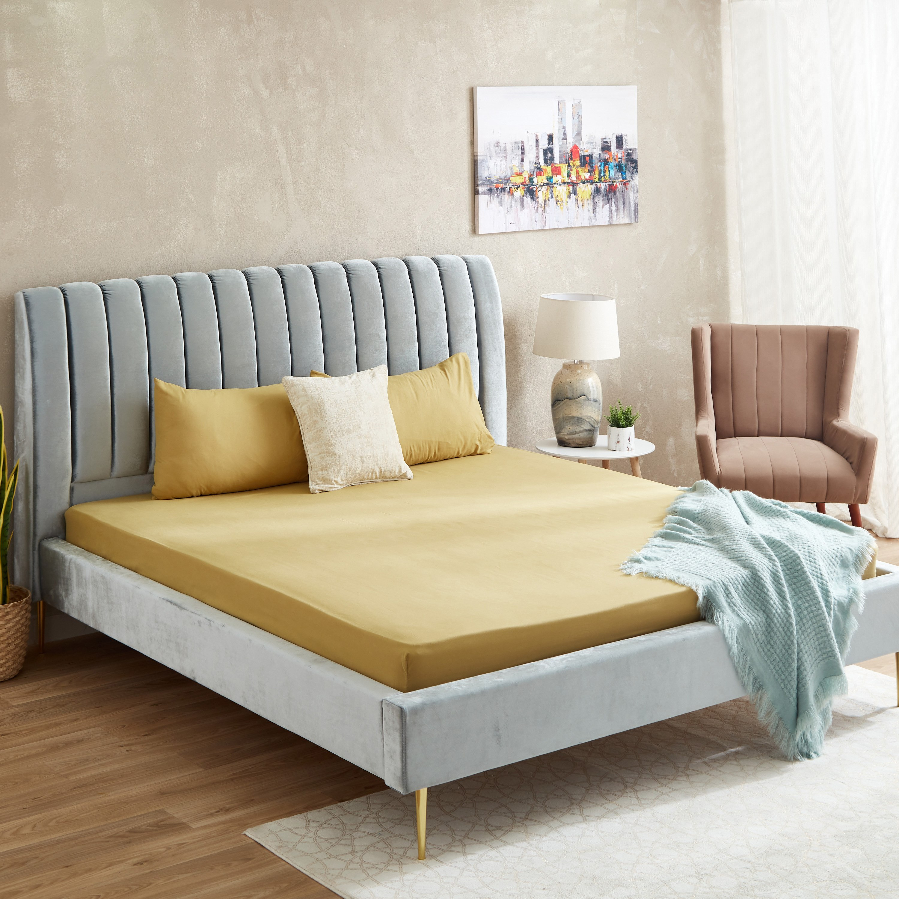 Axis Solid Microfiber King Fitted Sheet - 180x200+25 cm-hbxhomeware-hbxbedroom-image-7