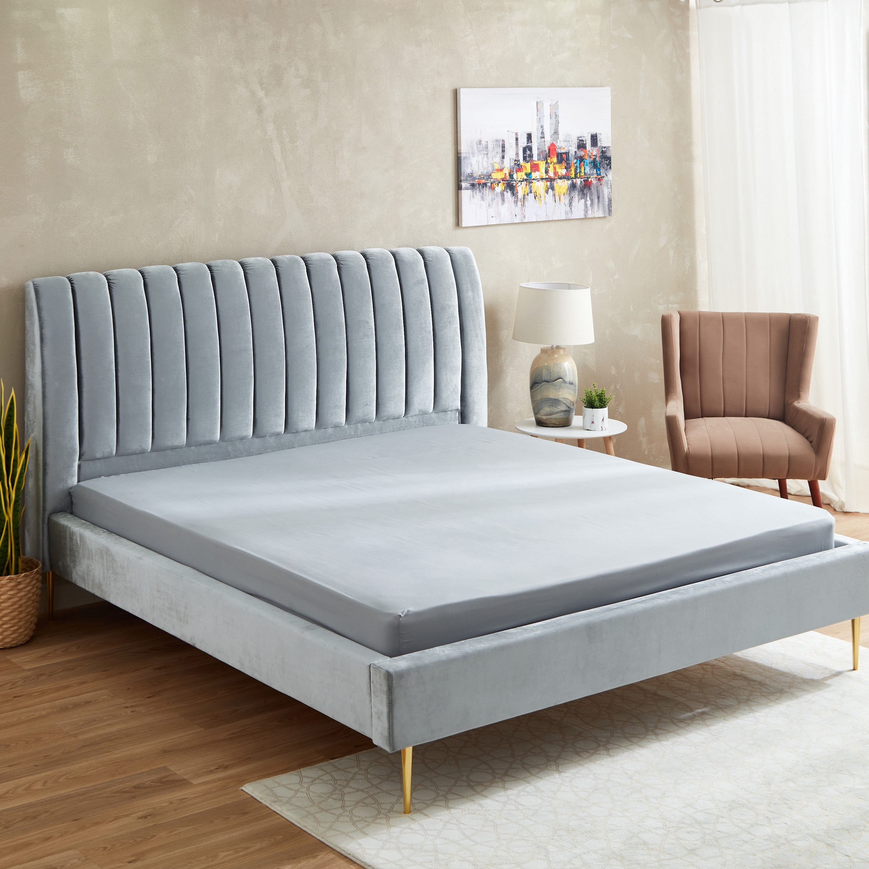 Axis Solid Microfiber King Fitted Sheet - 180x200+25 cm-hbxhomeware-hbxbedroom-image-1