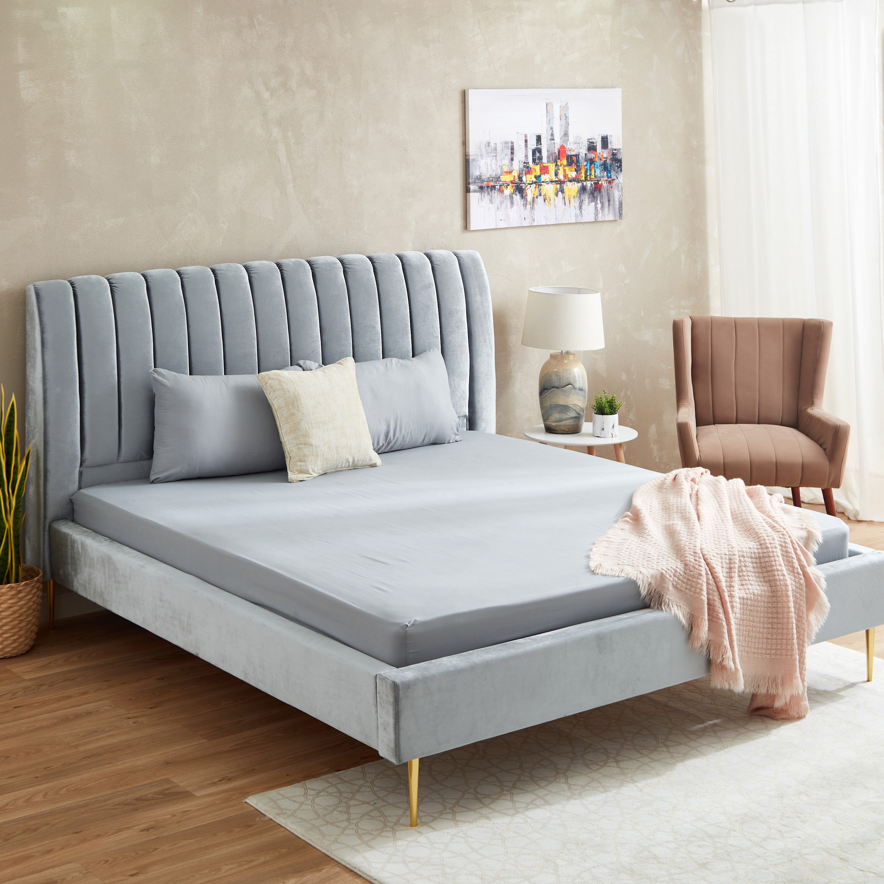 Axis Solid Microfiber King Fitted Sheet - 180x200+25 cm-hbxhomeware-hbxbedroom-image-7
