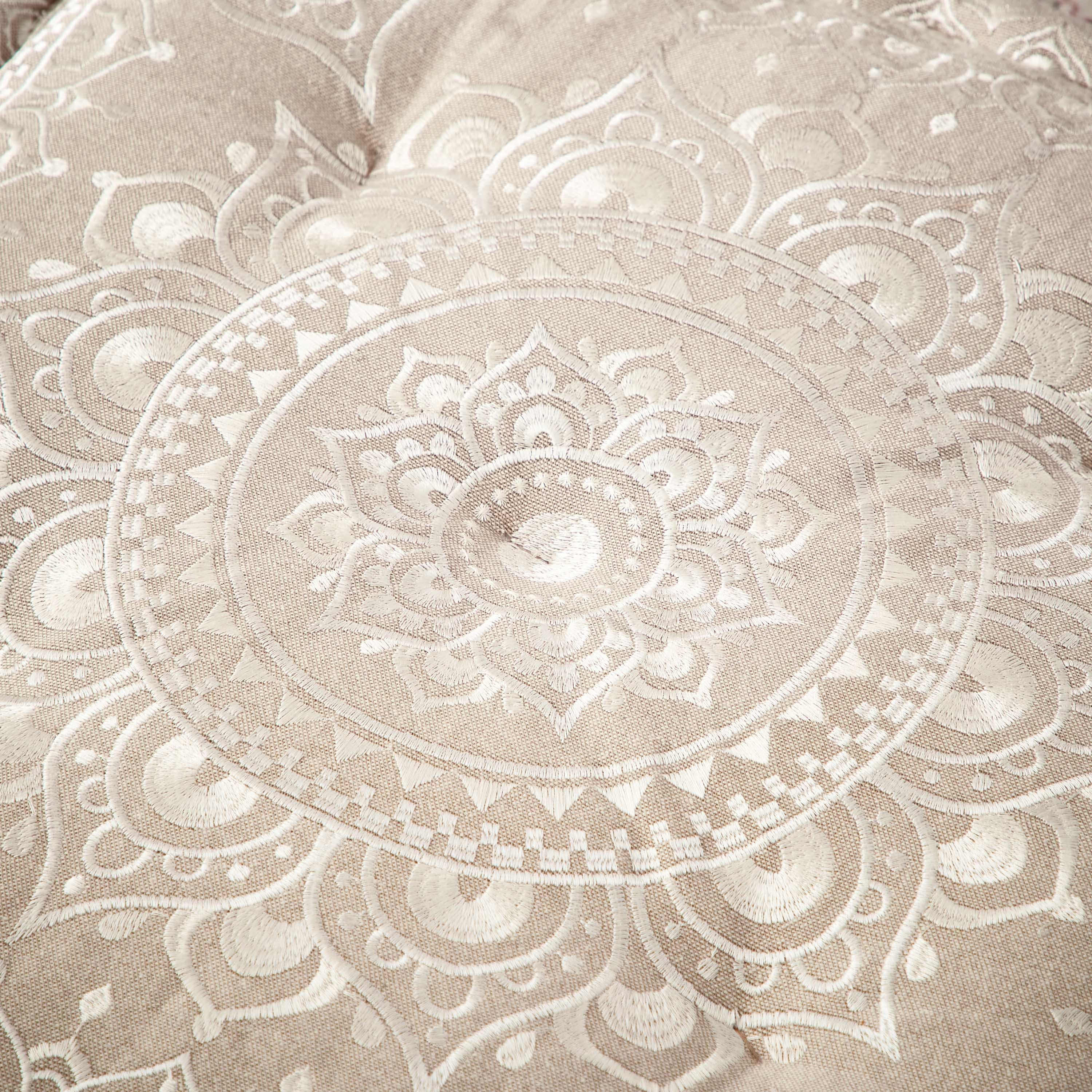 Mahrgan Nazih Embroidered Patchwork Floor Cushion - 60x60x12 cm-hbxhomeware-hbxdecorandfurnishings-image-4