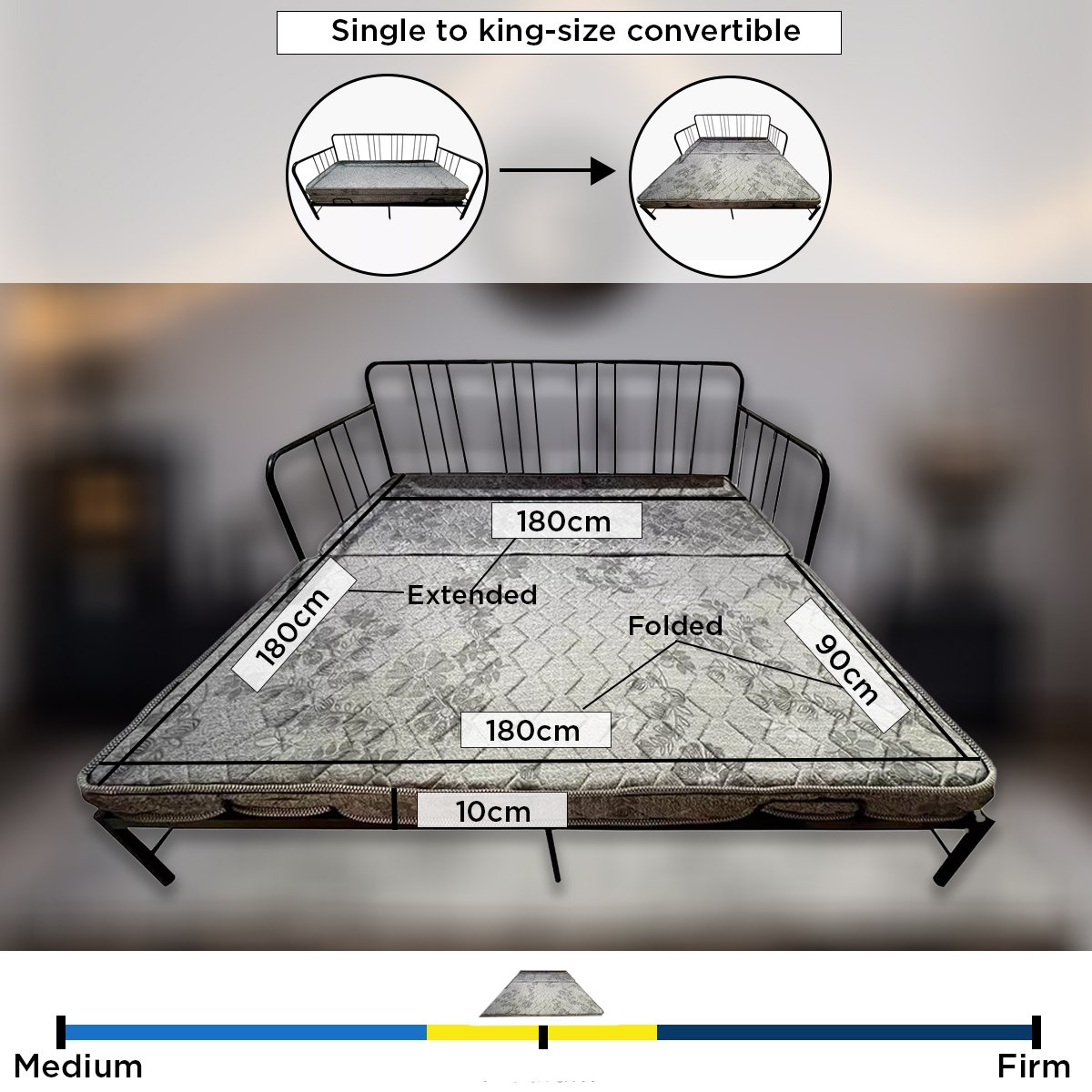 SleepEase iUrban Firm Rebonded Foam King Mattress for Extendable Daybed - 90/180x200 cm-hbxfurniture-mattresses-king-image-6