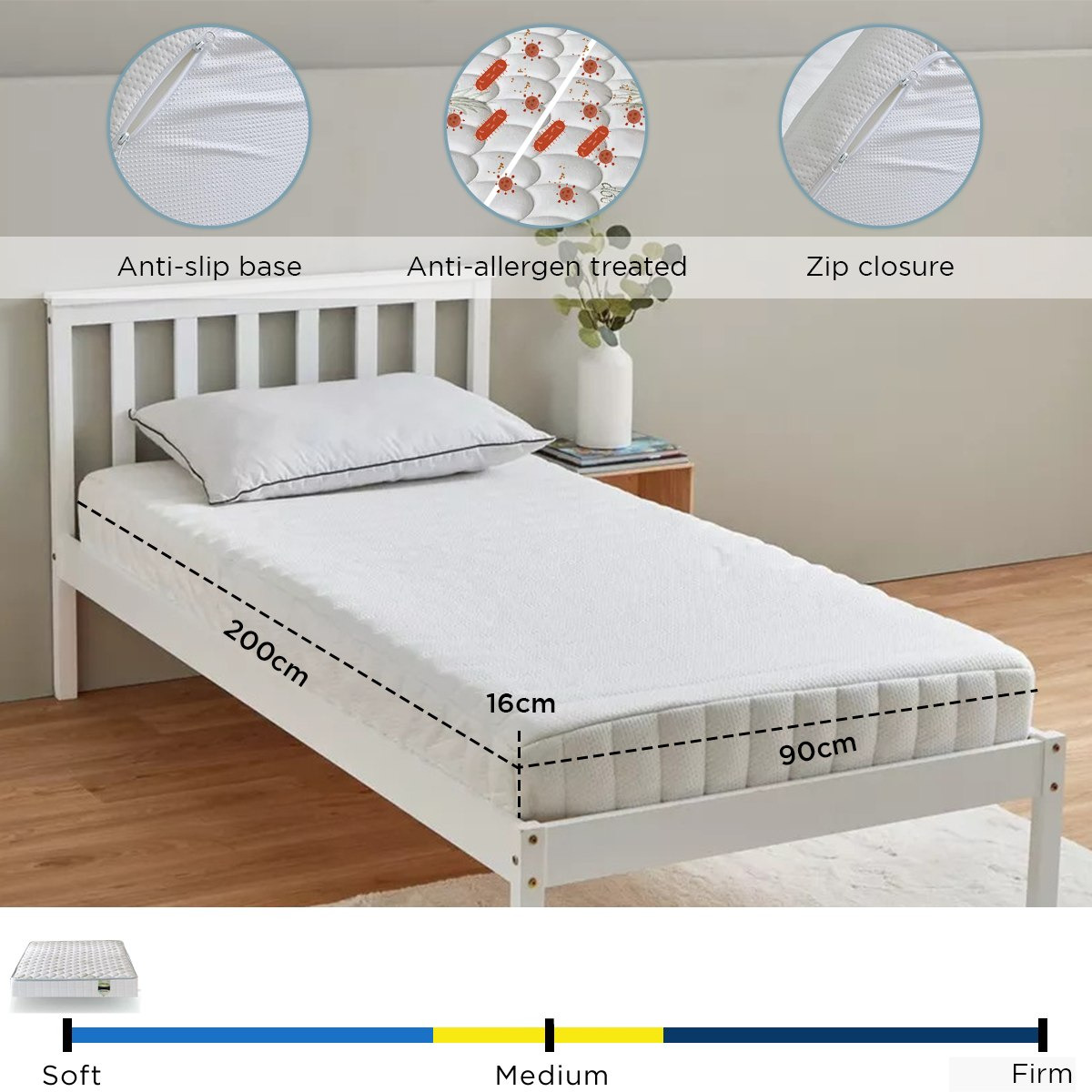 SleepEase iAmber Lux Visco Roll-Pack Memory Foam Single Mattress - 90x200x16 cm-hbxfurniture-bedroom-mattresses-single-image-14