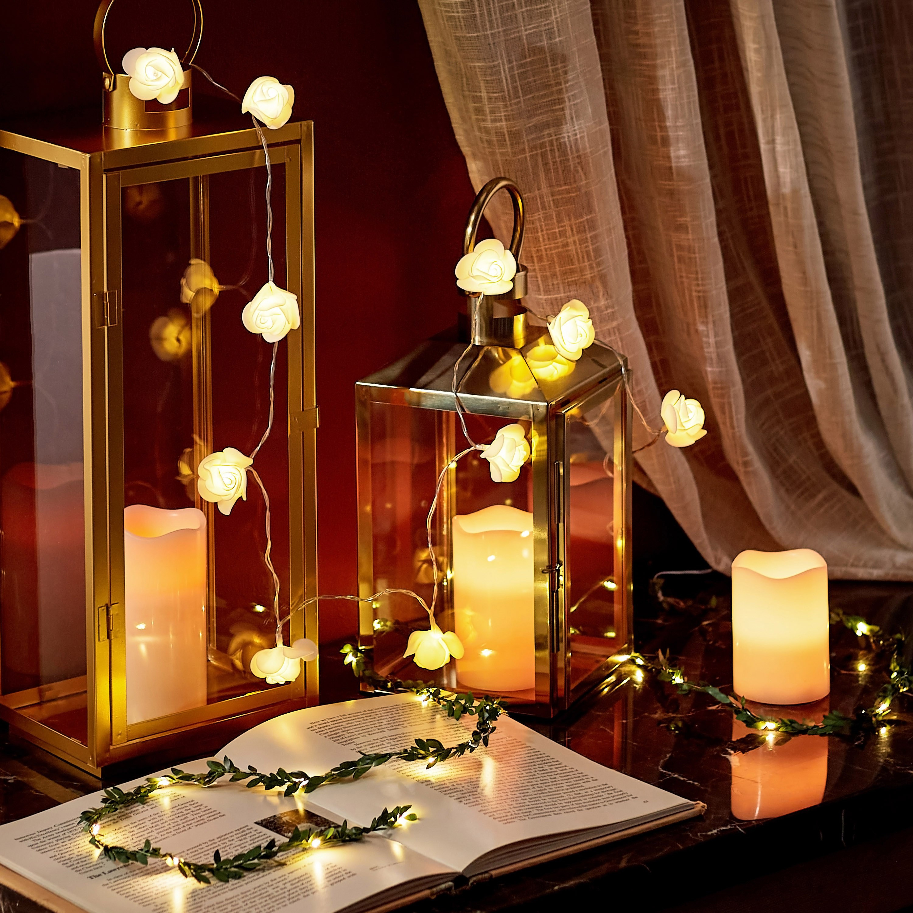 حبل إضاءة بـ 10 لمبات إل إي دي بتصميم وردة من أورلا - 165 سم-hbxdiningroom-lighting-decorativesandstringlights-image-5