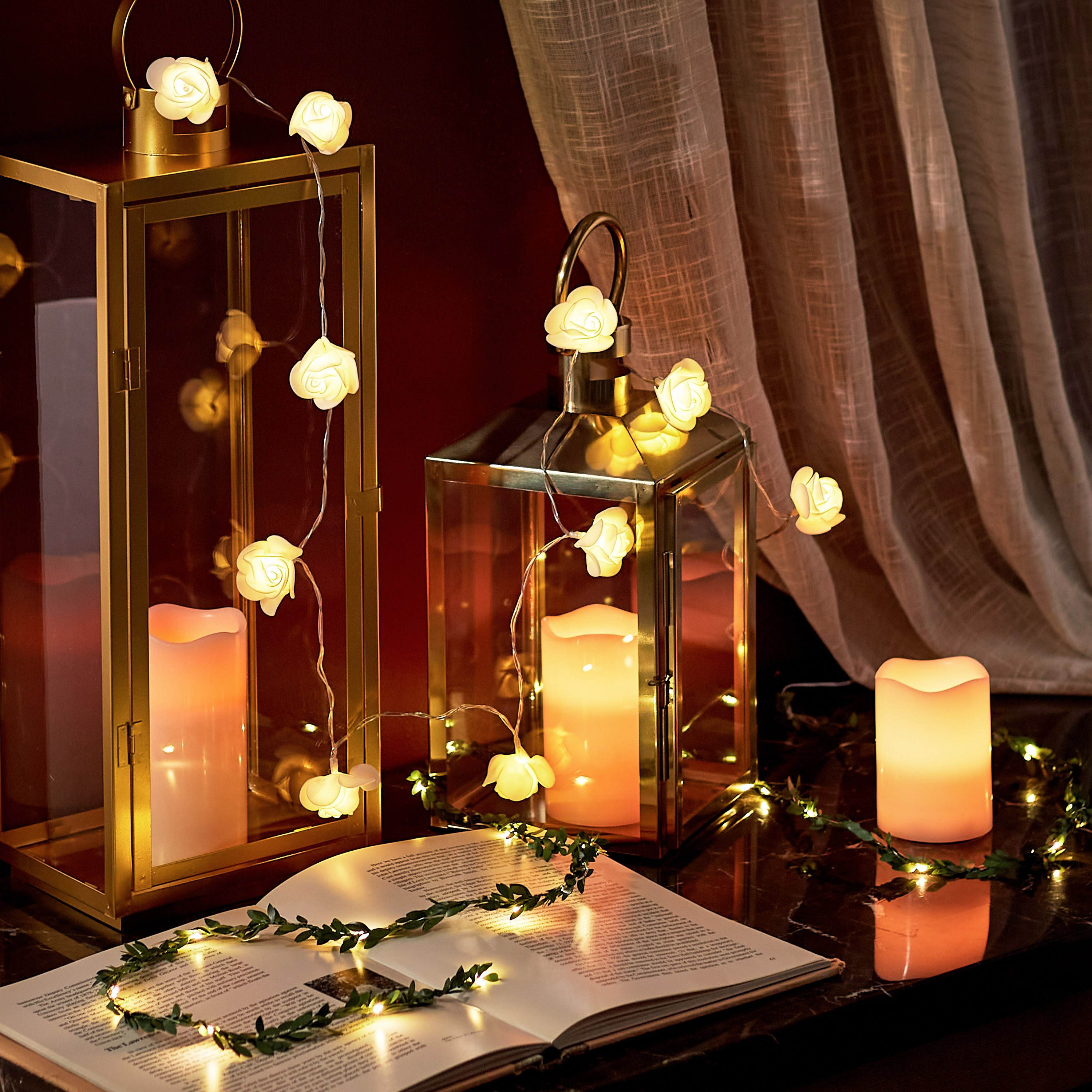 حبل إضاءة بتصميم أوراق شجر صناعية و20 لمبة إل إي دي مايكرو من أورلا - 220 سم-hbxdiningroom-lighting-decorativesandstringlights-image-5