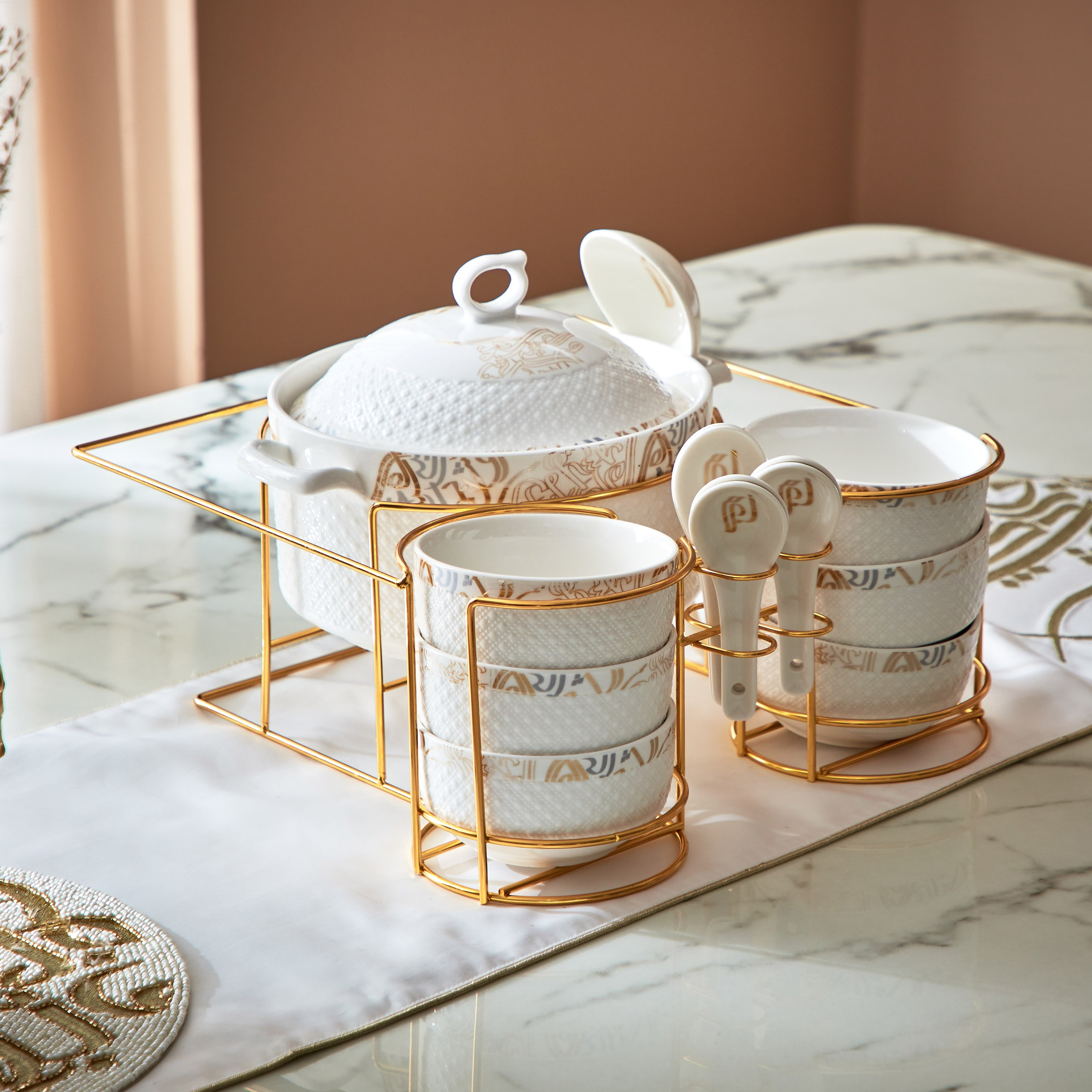 طقم تقديم شوربة مع حامل 16 قطعة من كاليجرافي-hbxdecorandfurnishings-tabletop-serveware-image-2
